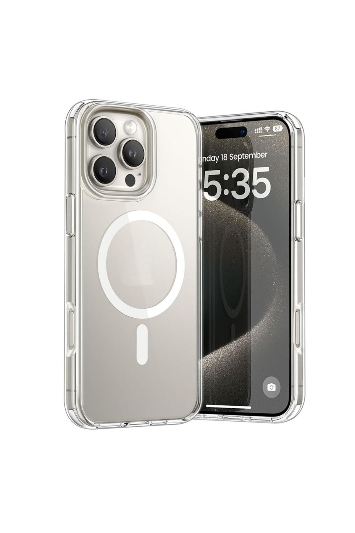 Gpack iPhone 16 Pro uyumlu Kılıf M-Safe Kablosuz Şarj Özellikli MPL Sert Mika Şeffaf