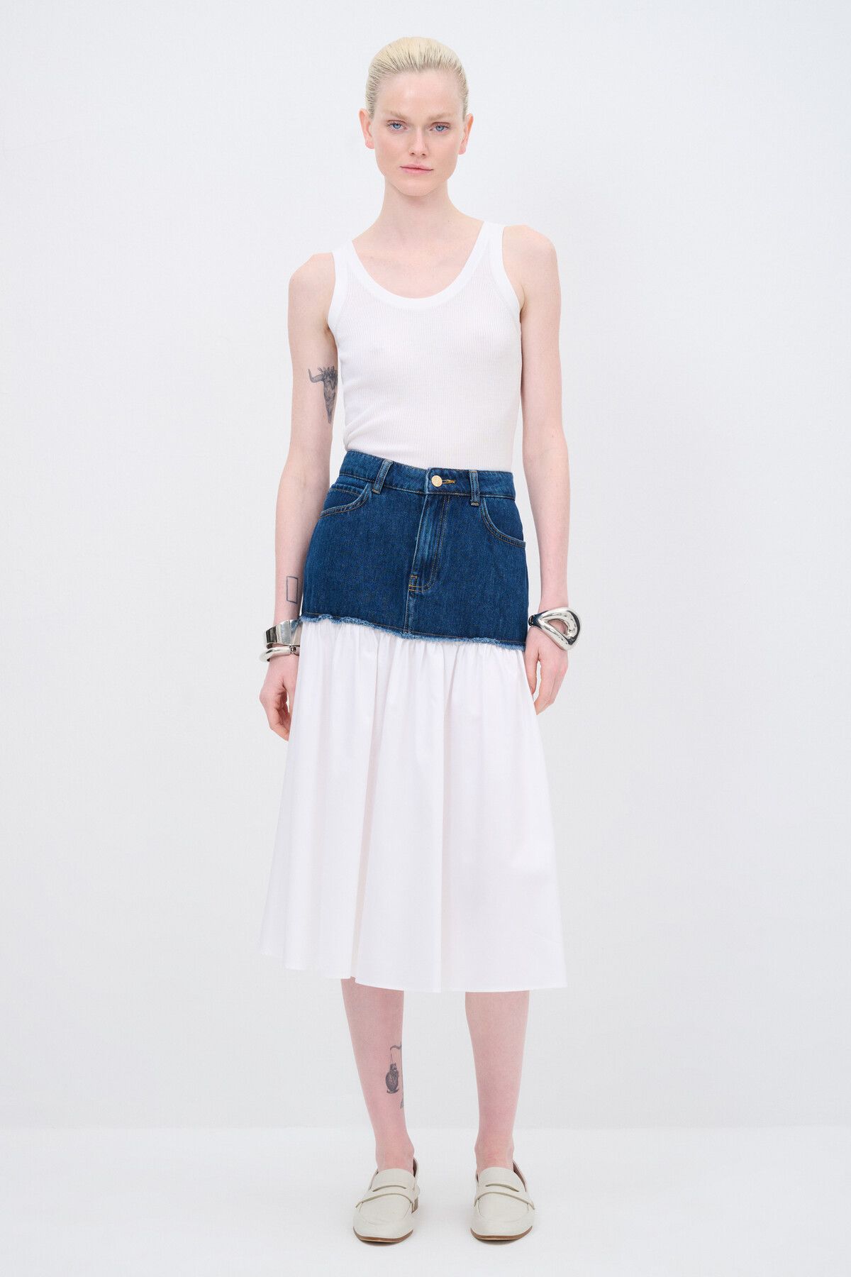 adL Denim Poplin Garnili Etek