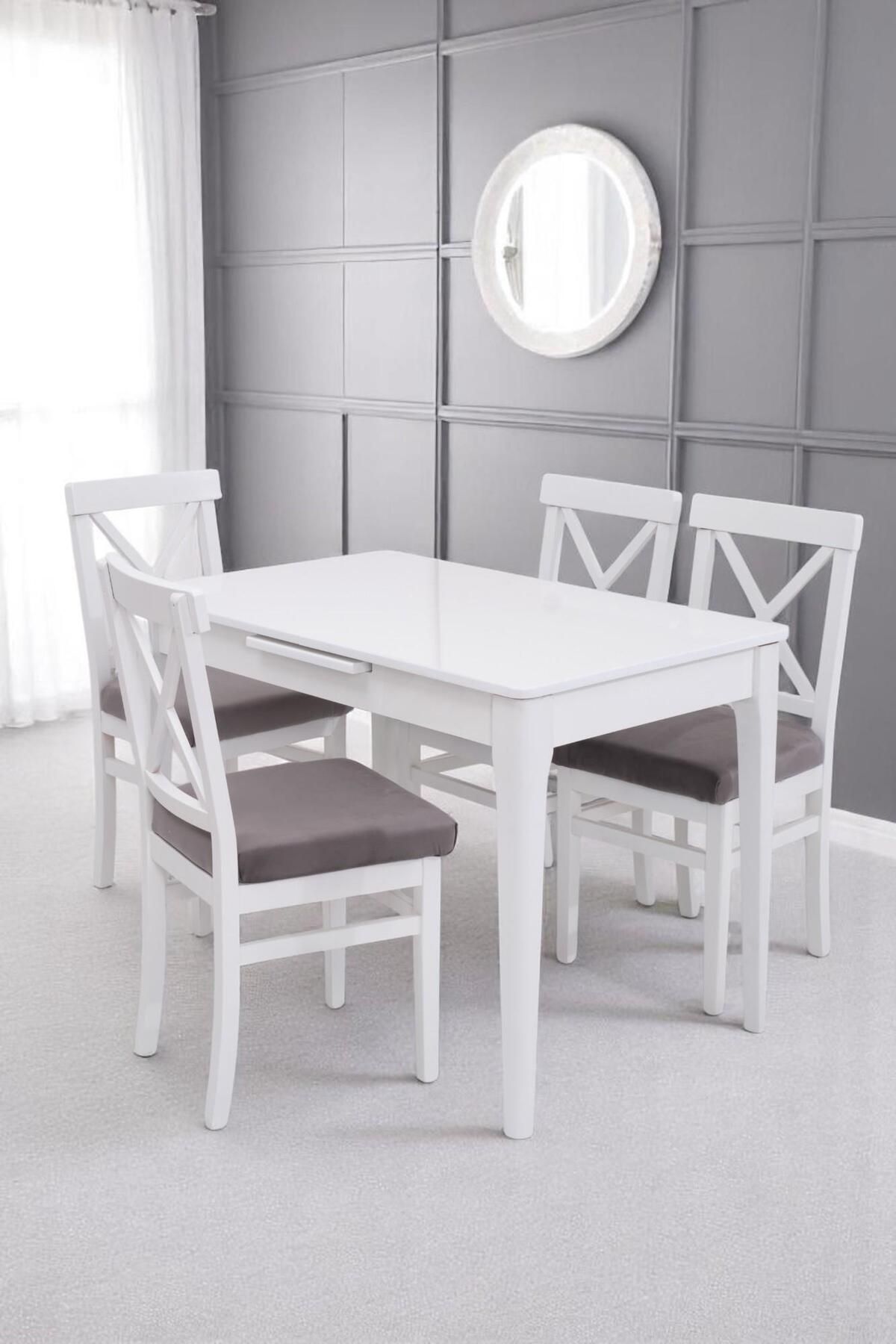 Erezogulları Mobilya Paris Alaçatı Lak Panel Açılır Mutfak Masa Takımı 70x110cm