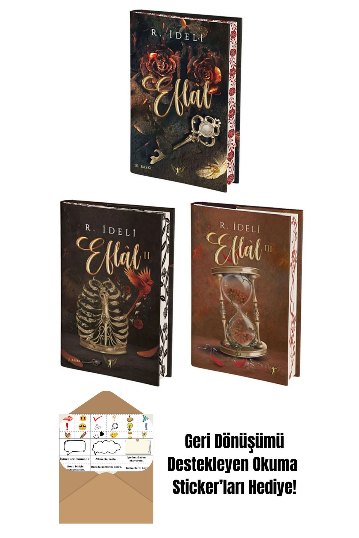 Artemis Yayınları Eflal Serisi 3 Kitap Set - R. İdeli (Ciltli) + Okuma Sticker'ları