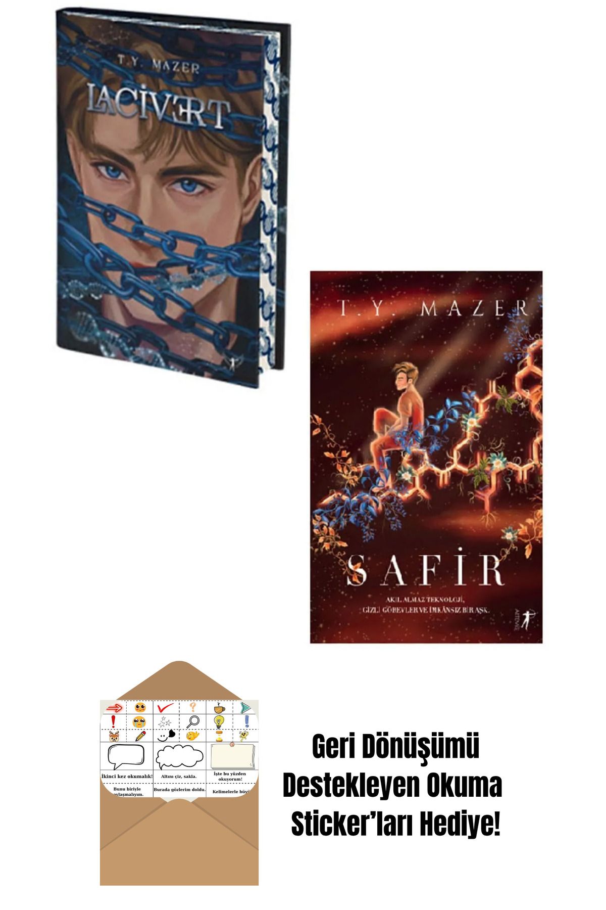 Artemis Yayınları T. Y. Mazer 2 Kitap Set / Lacivert + Safir (ciltli) + Okuma Sticker'ları