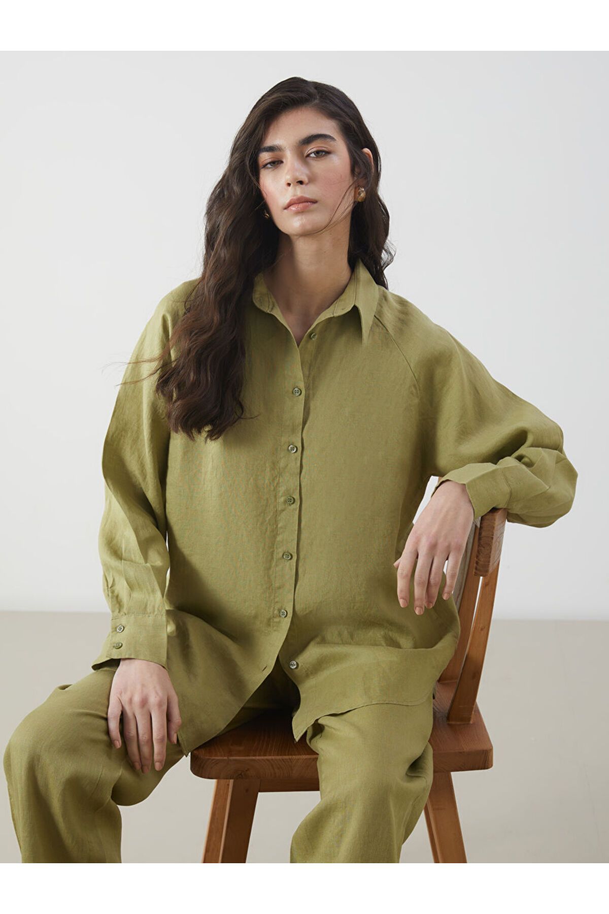 LC Waikiki Yeni Sezon Oversize Keten Kadin Gomlek - S5FH74Z8