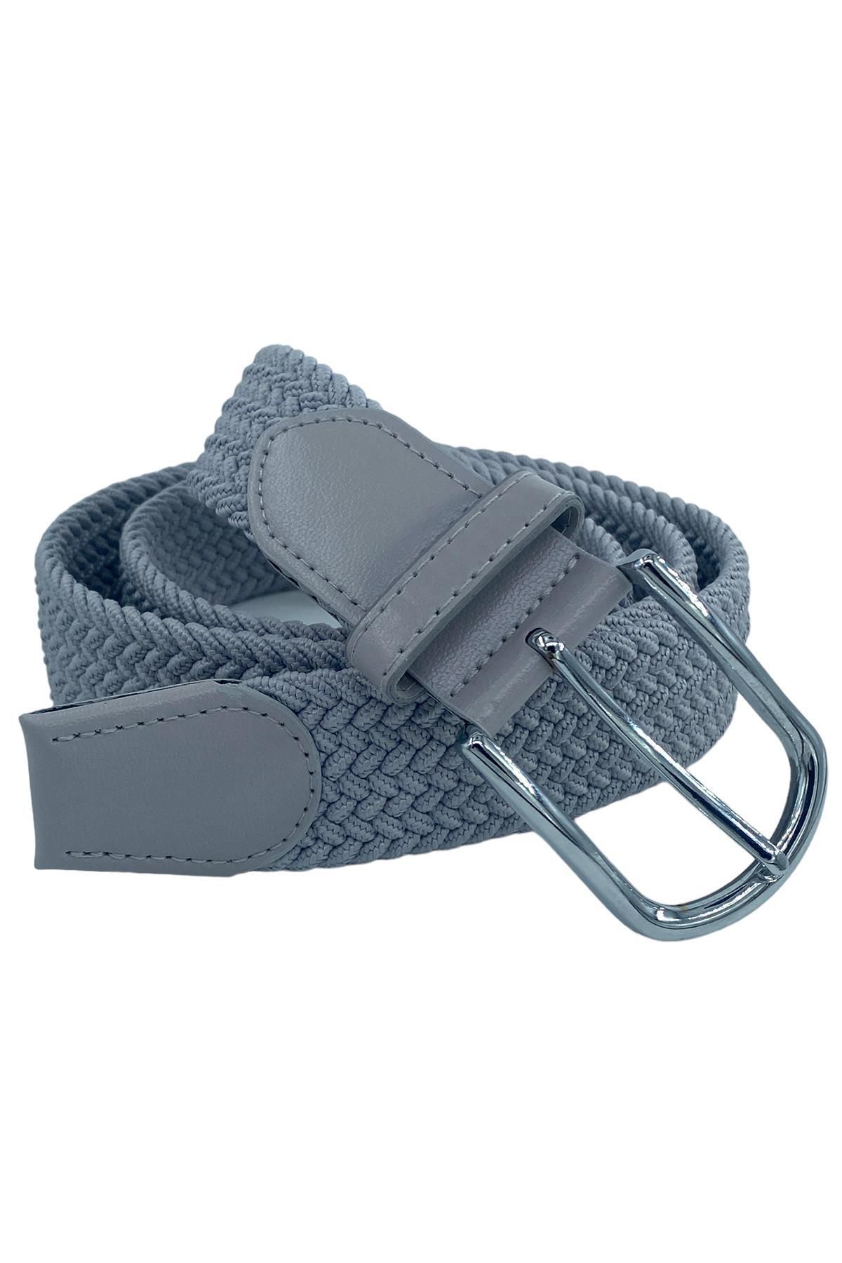S.S SÜZER DERİ Gri Elastik Esnek Unisex Örgü Kemer
