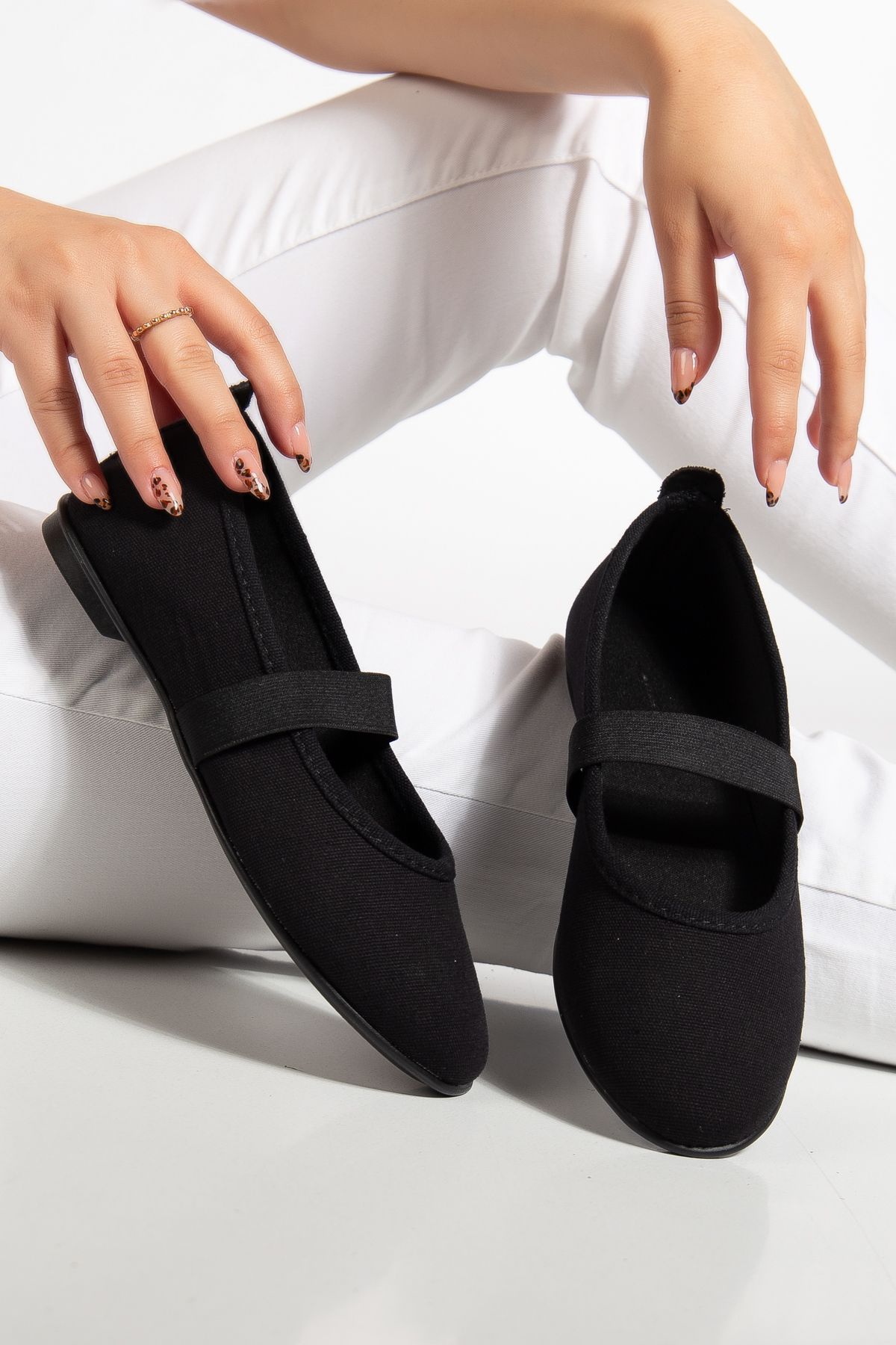 Odal Shoes Lastik Bantlı Yuvarlak Burun Ortopedik Kadın Günlük Babet Ayakkabı