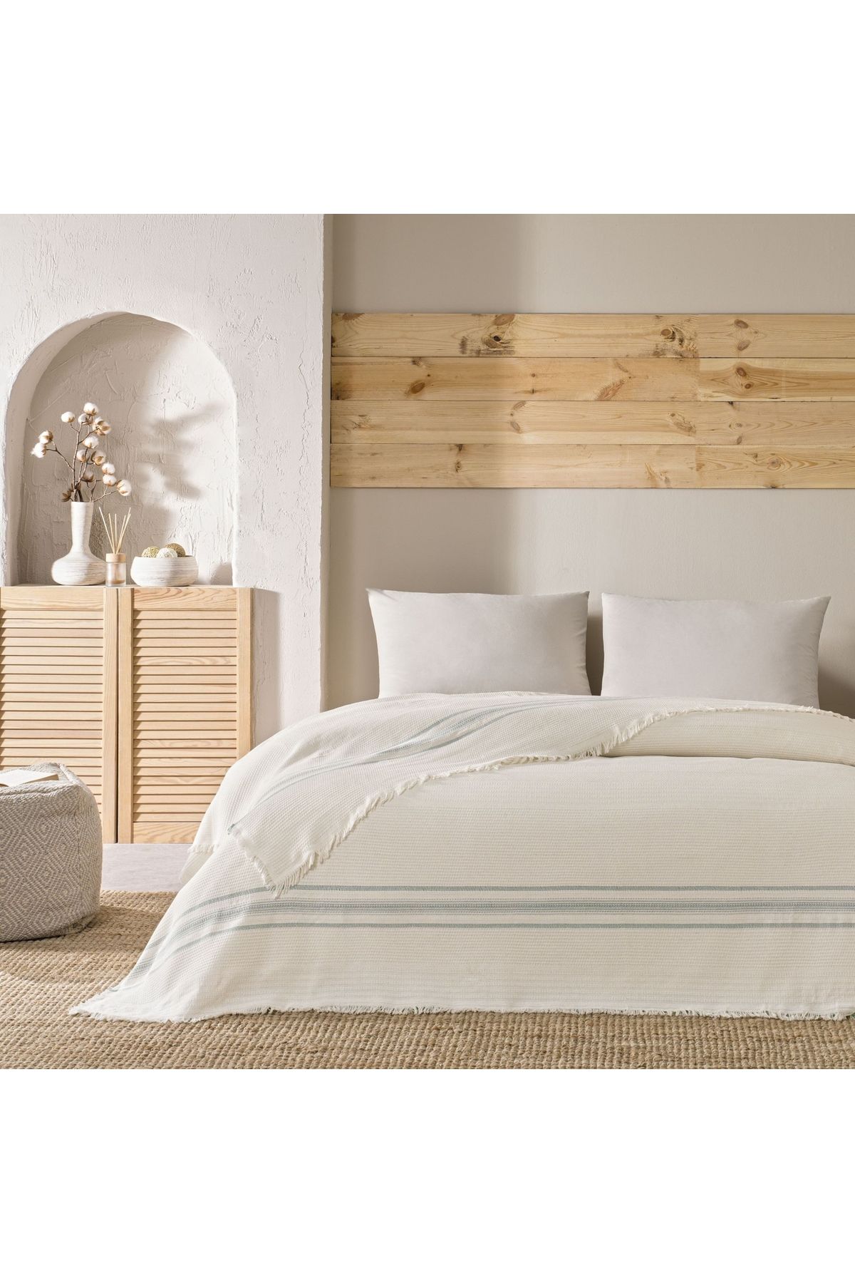 Linens Doce Pike Çift Kişilik Ekru