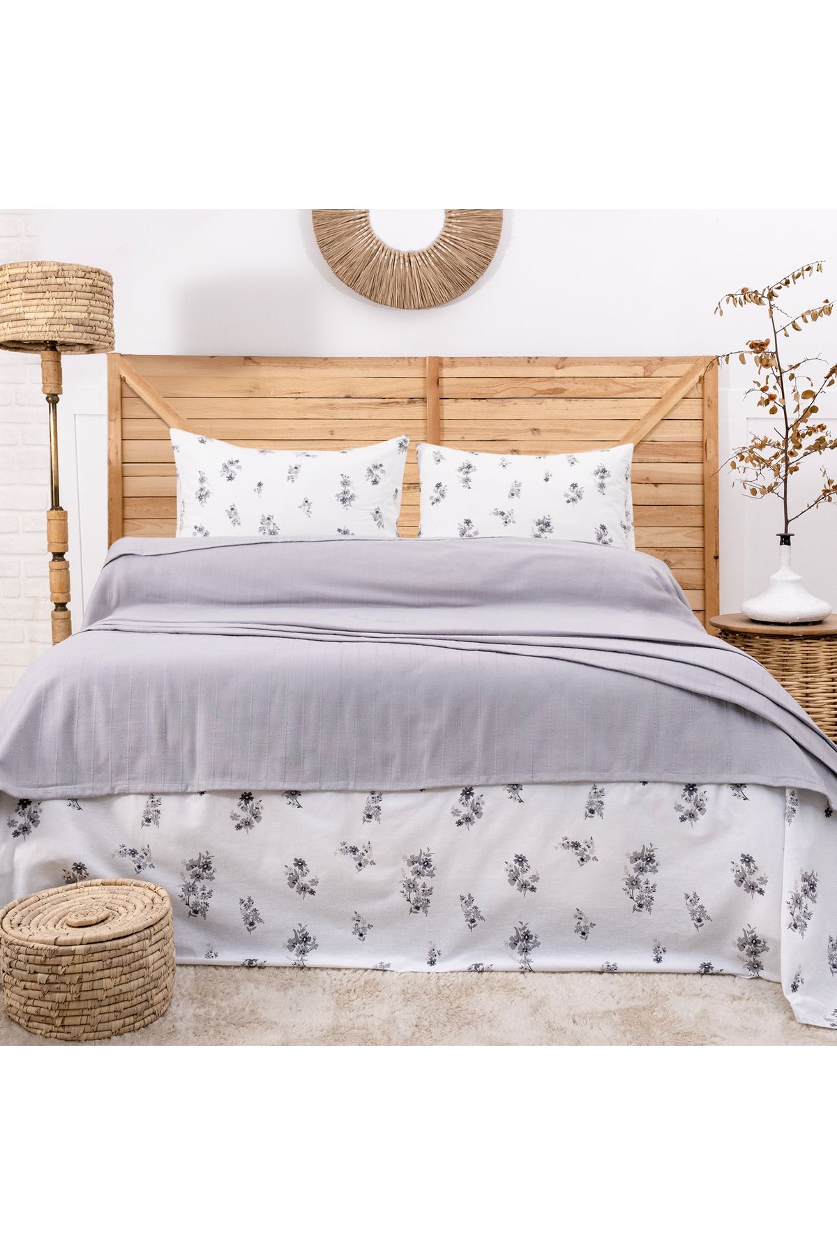 Schafer Home Hera Çift Kişilik Pike Takımı 4 Parça-Gri