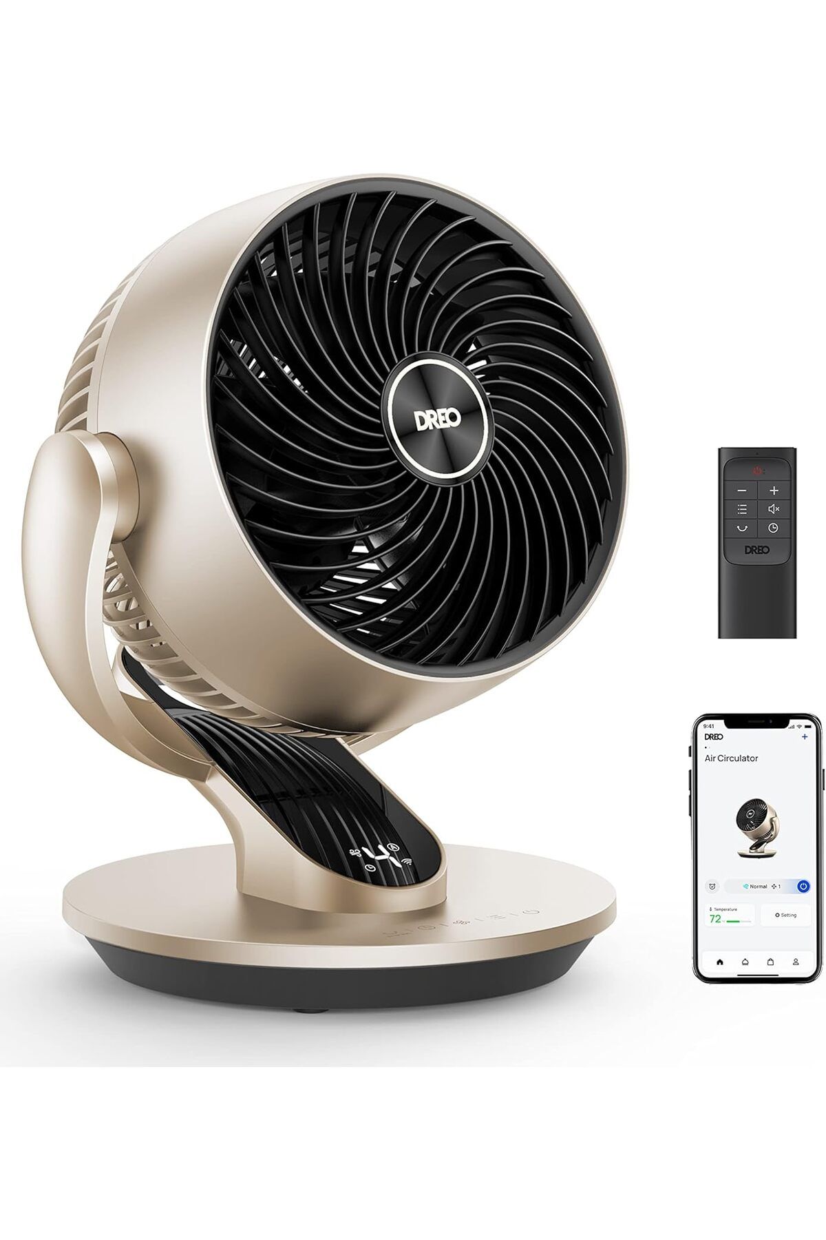 Dreo Akıllı Masa Fanı, 28dB Sessiz, 7 inç, 120°+90° Salınım, Uzaktan Kumandalı