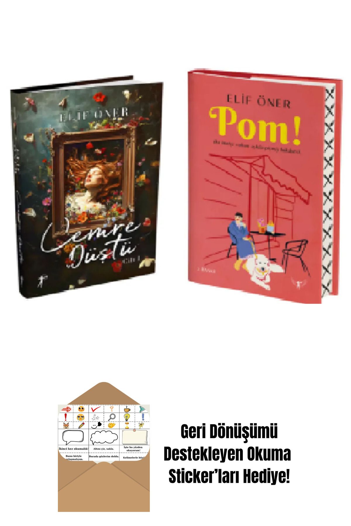 Artemis Yayınları Elif Öner 2 Kitap Set / Cemre Düştü + Pom (Ciltli) + Okuma Sticker'ları
