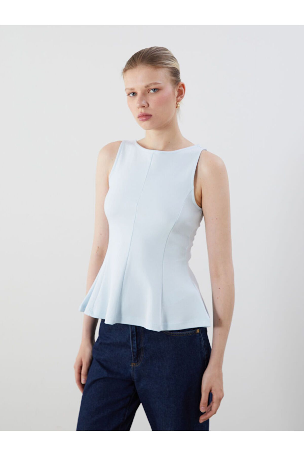 LC Waikiki Yeni Sezon Kayik Yaka Peplum Bluz - S5OR43Z8