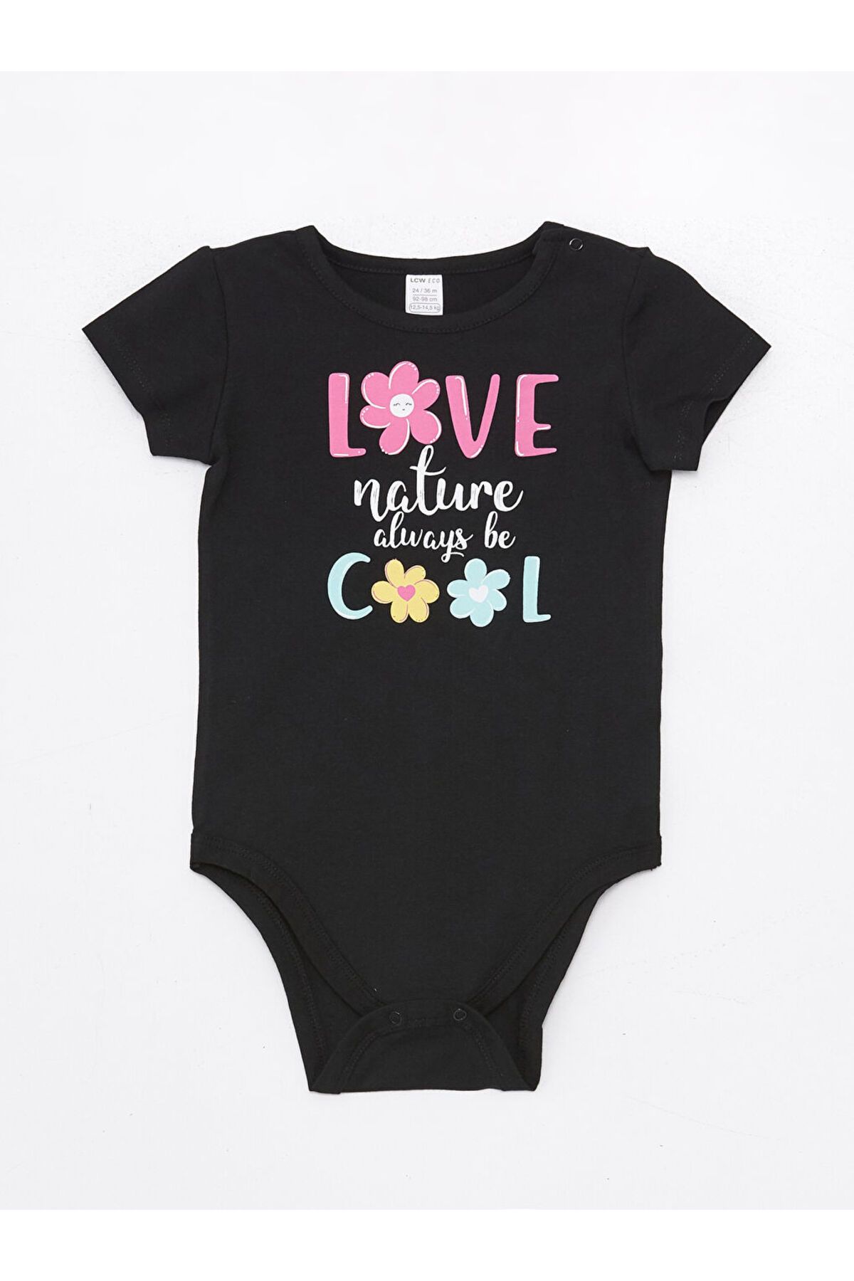 LC Waikiki Yeni Sezon Bisiklet Yaka Baskili Kiz Bebek Citcitli Bodysuit - S4K081Z1