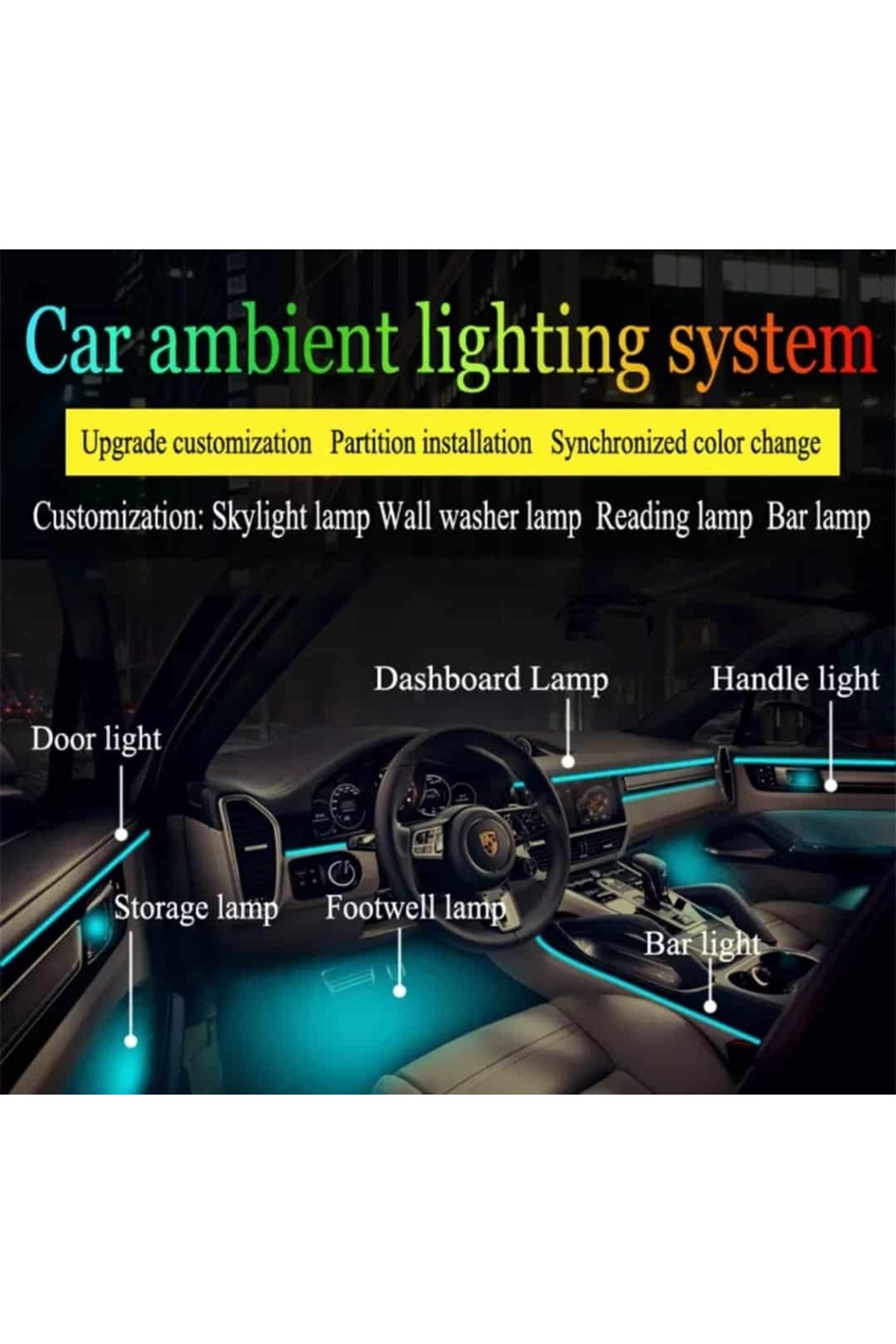 AUTOREY-18 în 1 LED-uri acrilice RGB pentru lumini ambientale interioare, panouri uși, mânere bord, control podea, neon 2