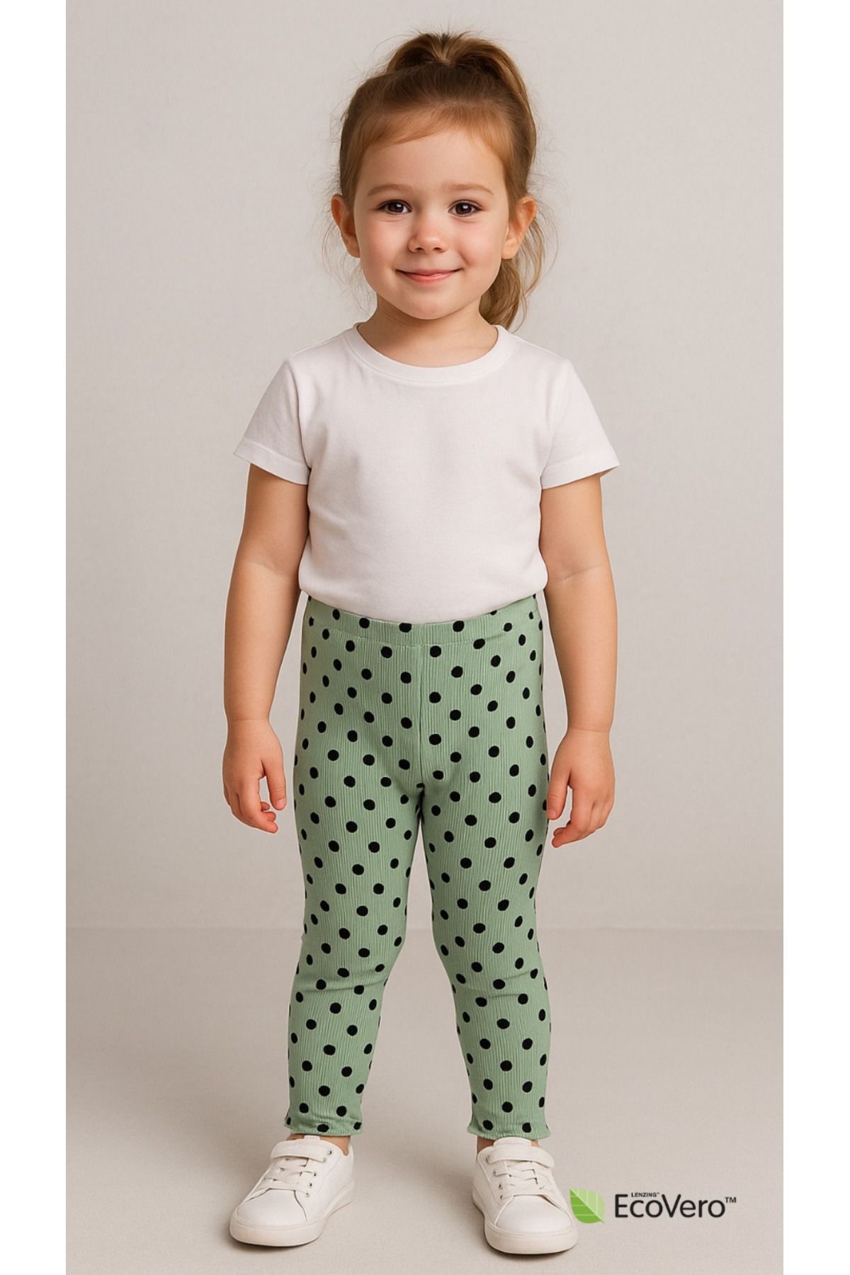 Kyex PURE DOTS Kız Çocuk Yazlık Puantiyeli Yeşil Tayt