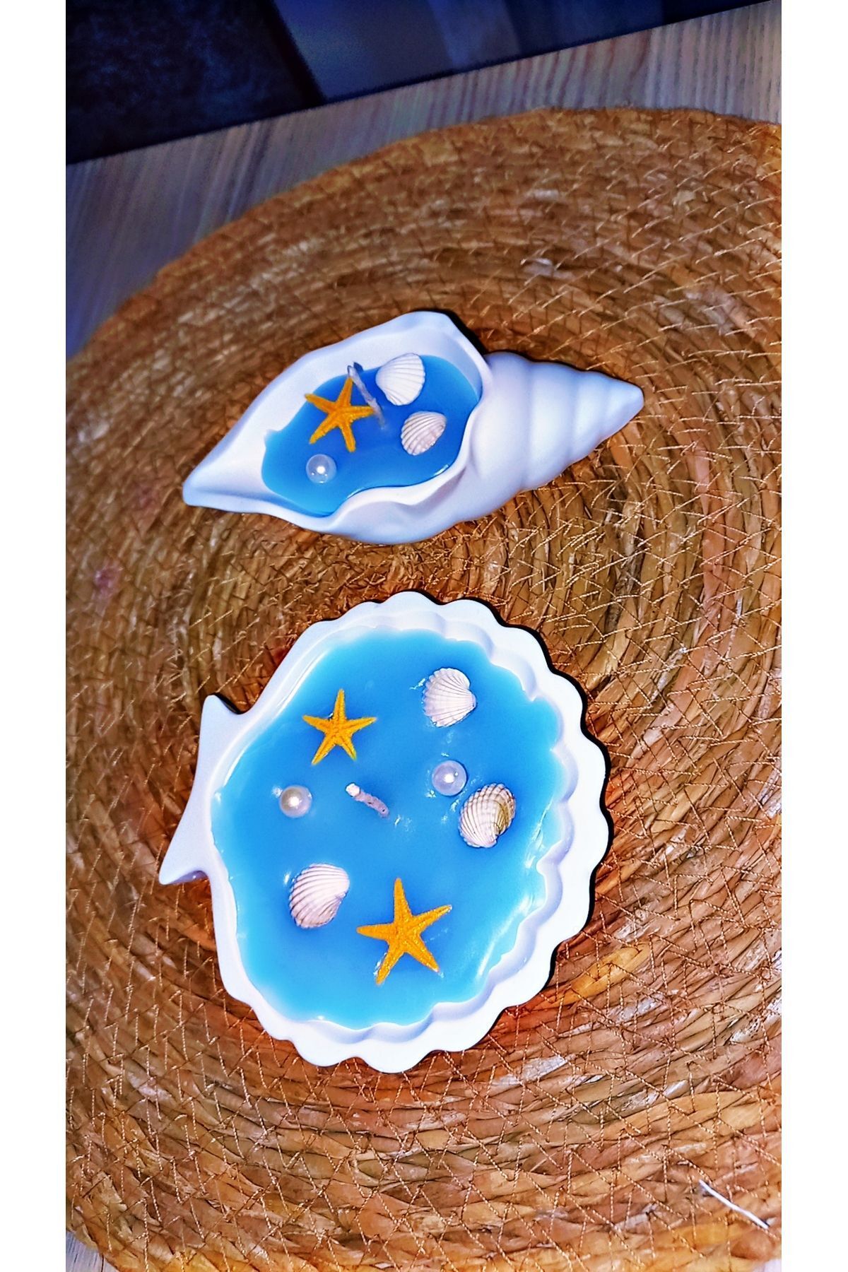 SerenityHaven 2 Li Dekoratif Deniz Temalı Kokulu Mum