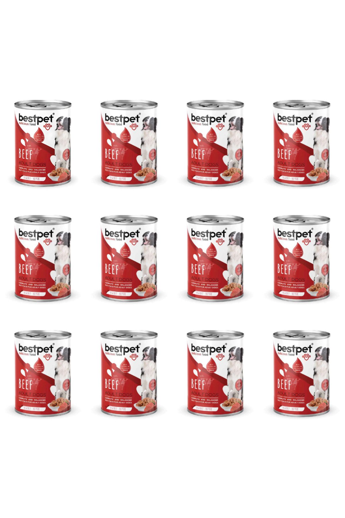 Bestpet Sığır Etli Yetişkin Köpek Konservesi 400 Gr (12 Adet)