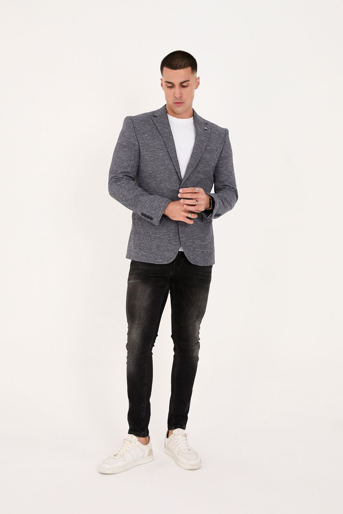 LEBS Likralı Örme Kumaş Slim Fit Erkek ceket