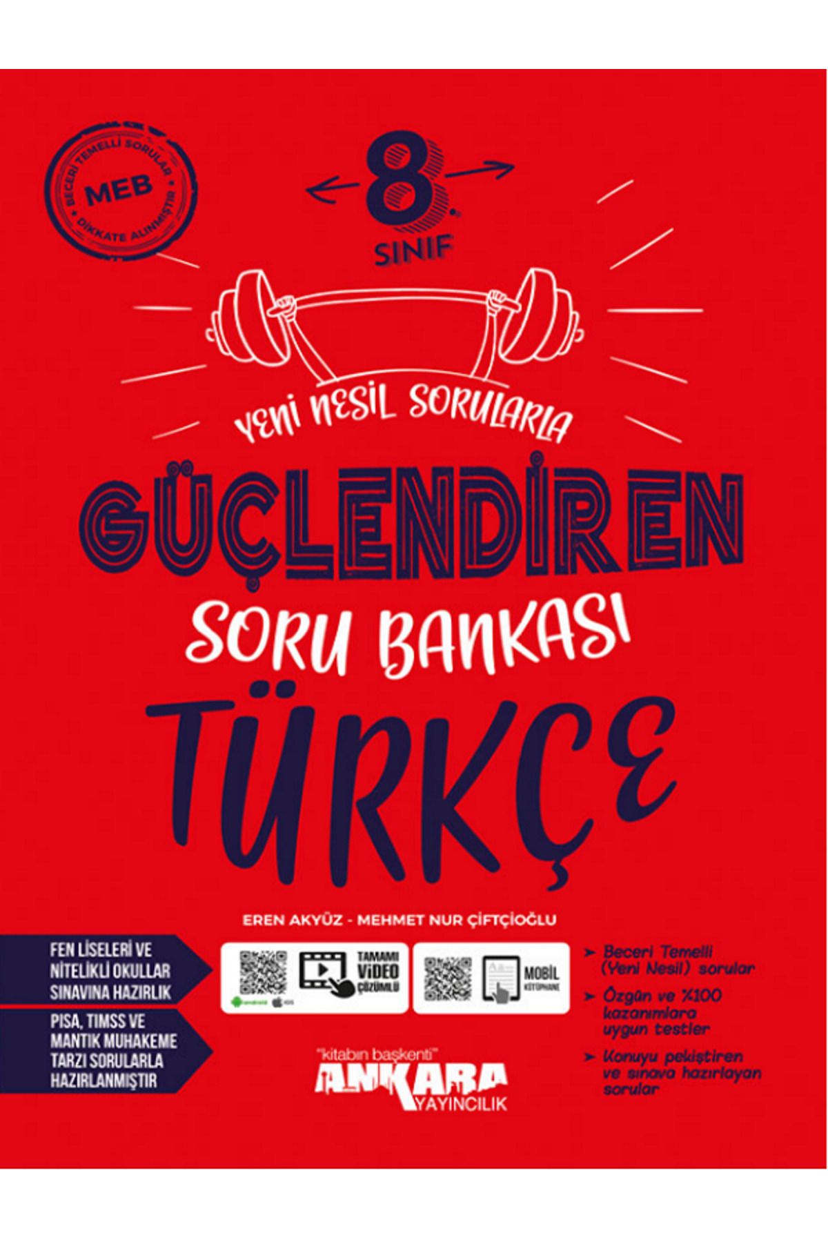 Evrensel İletişim Yayınları 8.Sınıf Ankara Güçlendiren Türkçe Soru Bankası / Yeni Nesil Sorularla / Video Çözümlü