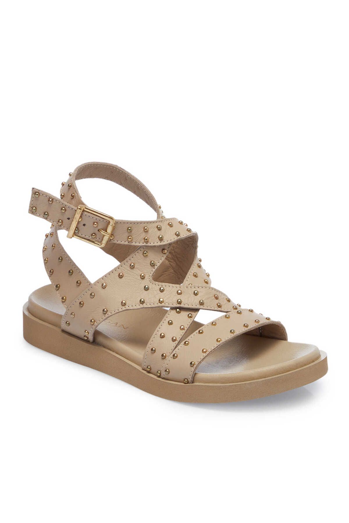 Tergan Bej Hakiki Deri Kadın Sandalet - K25Y1SN68114-A25