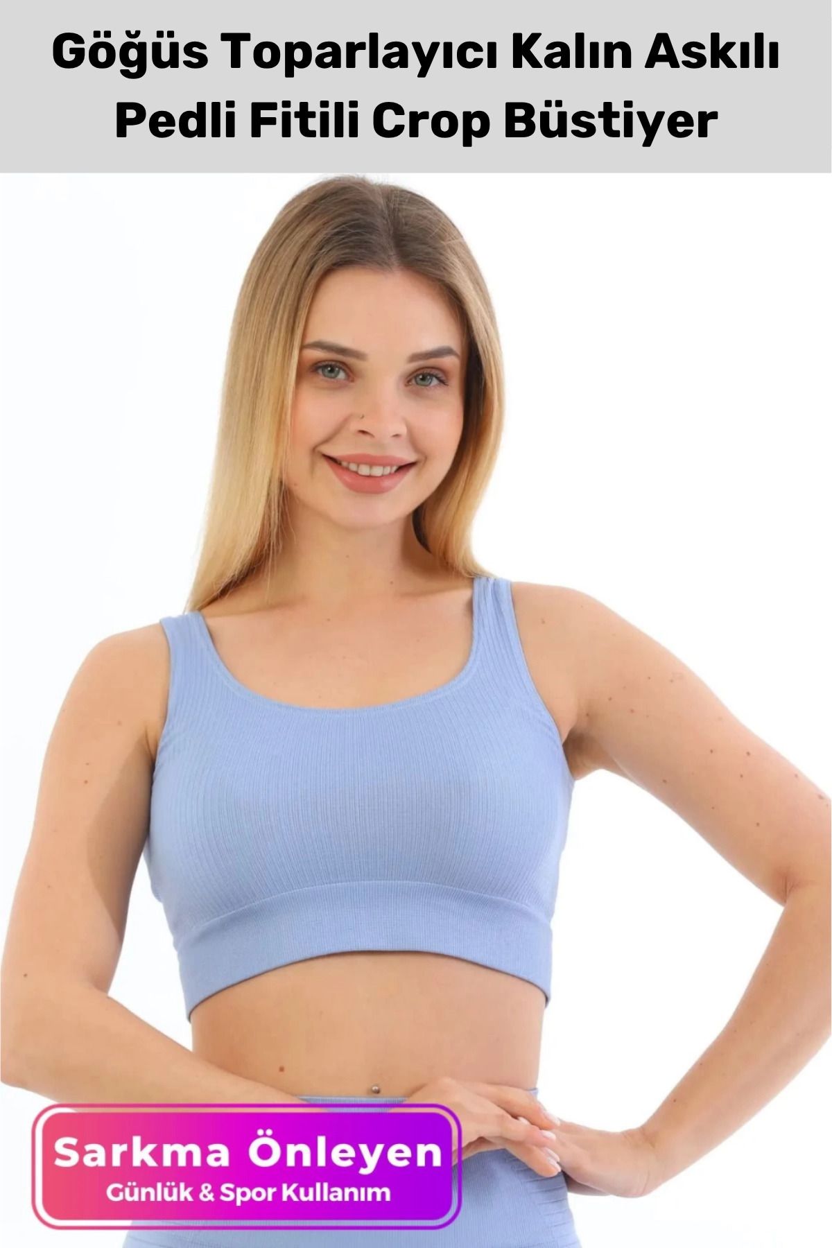 PeraNova Premium Göğüs Toparlayıcı Sarkma Önleyen Spor Günlük Kalın Askılı Pedli Fitilli Crop Büstiyer