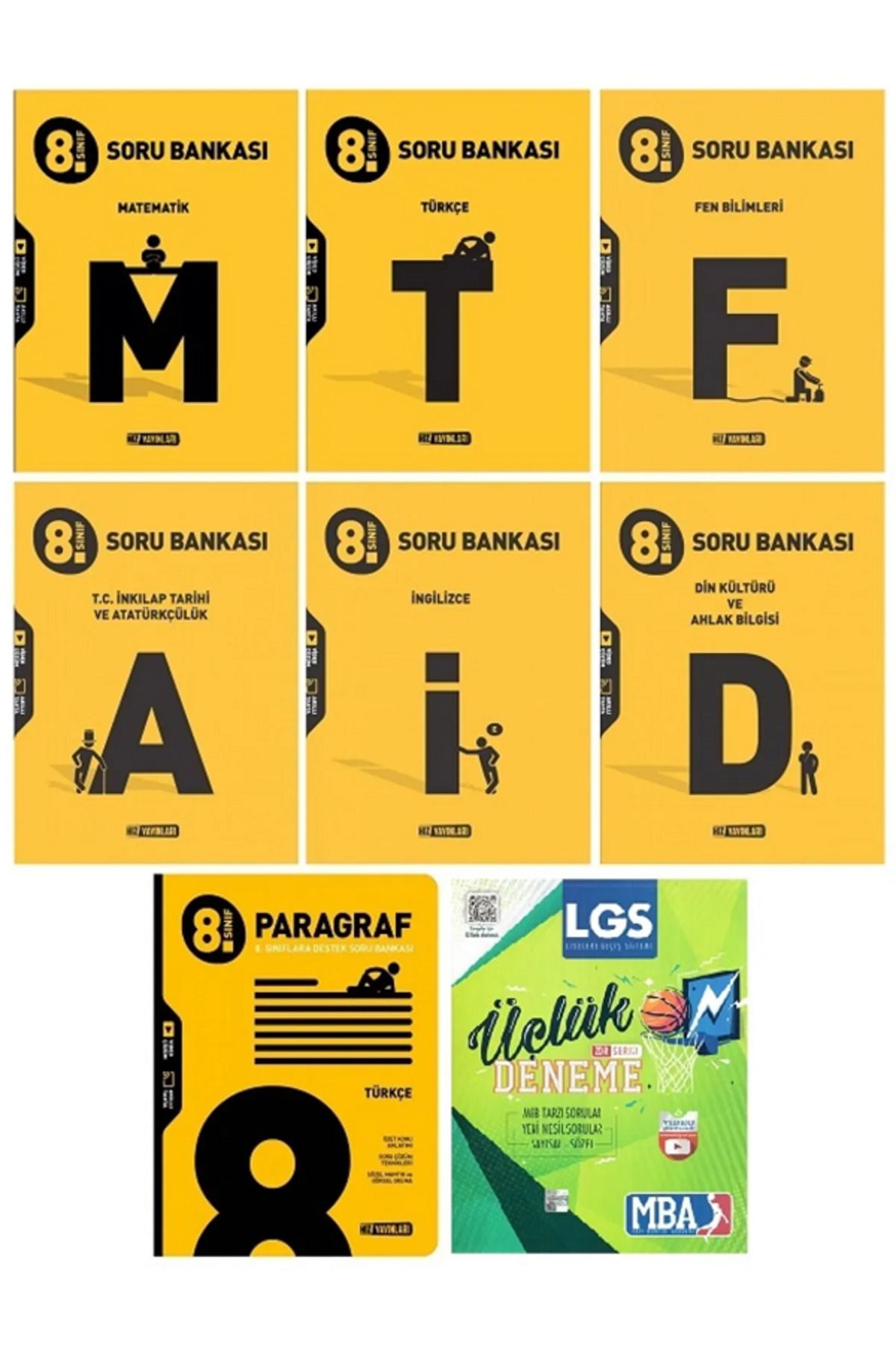 Evrensel İletişim Yayınları 8.Sınıf HIZ Yayınları Soru Bankaları / Matematik - Türkçe - Fen + Din / 3'Lük Deneme / 8 KİTAP SET