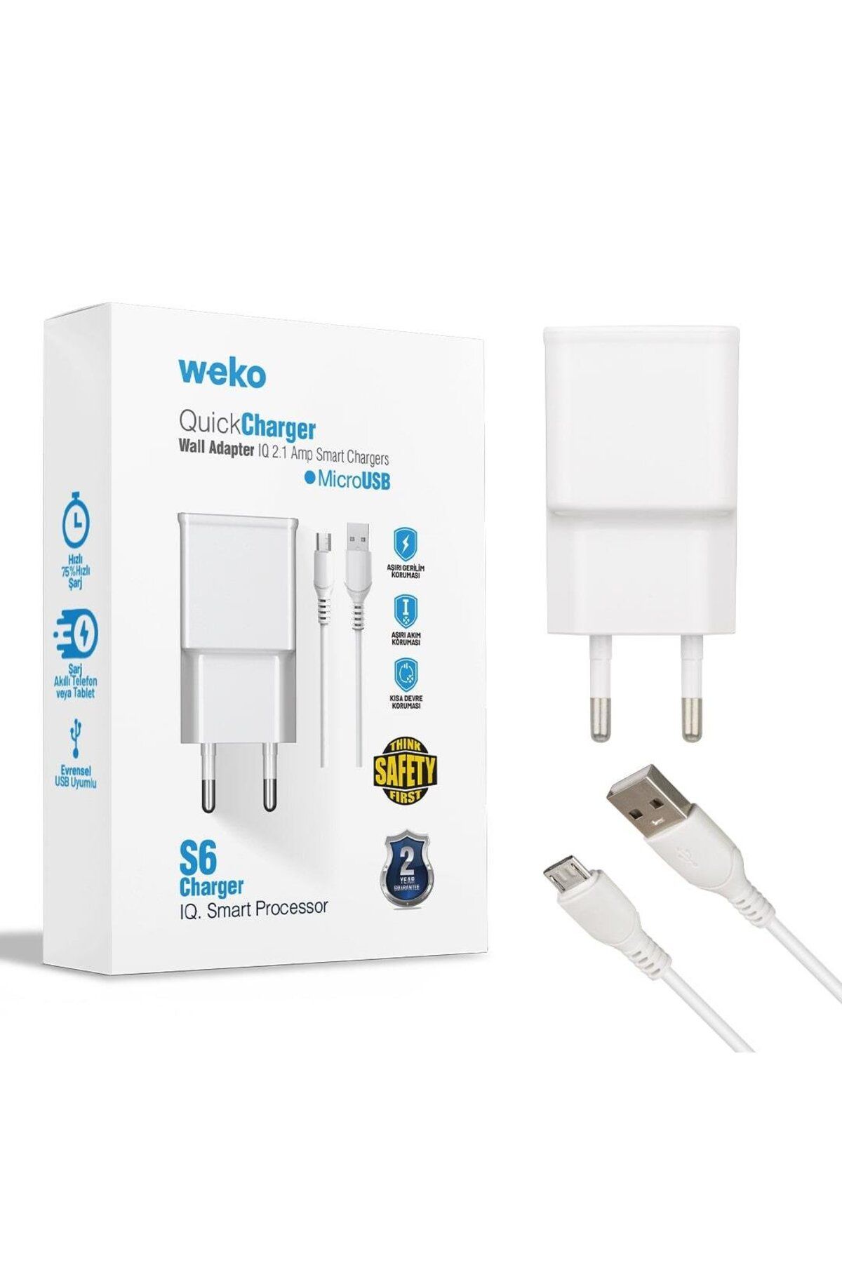 WEKO WK-21434 2.1 Amper Telefon Şarj Adaptörü + Micro USB Kablo