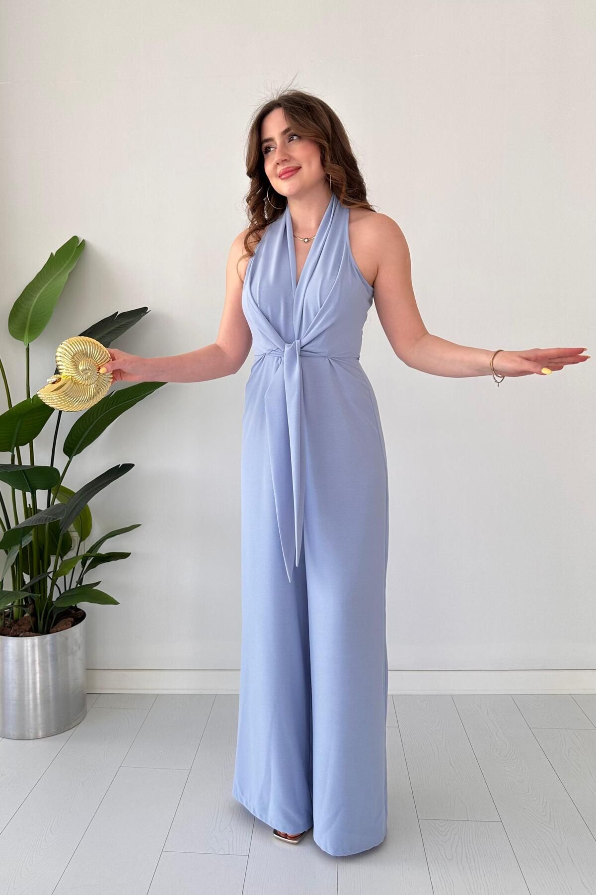 MaziButik Ön Bağlama Tulum Bebe Mavi