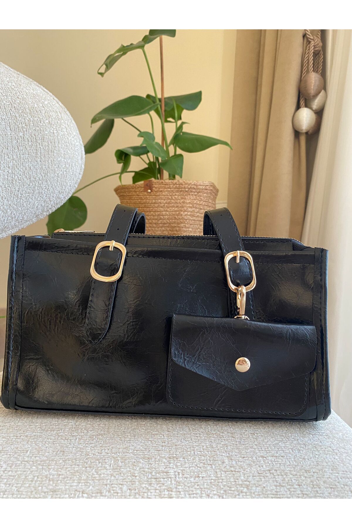 Z&M COLLECTION BAG SHOPPİNG El ve Omuz Kullanımına Uygun Parlak Rugan Zarf Cüzdanlı Kadın Çanta