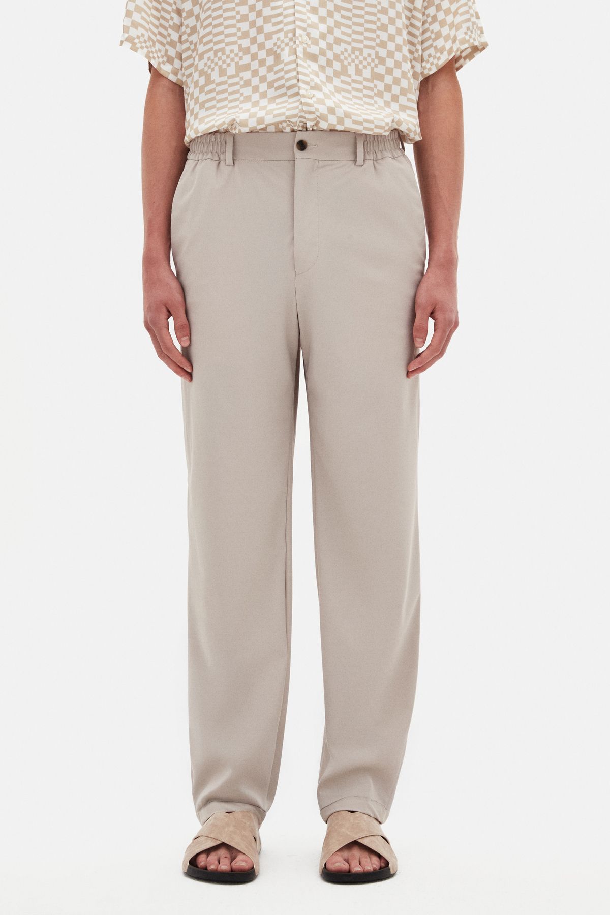 Tween Relaxed Fit Bej Düz Kumaş Pantolon