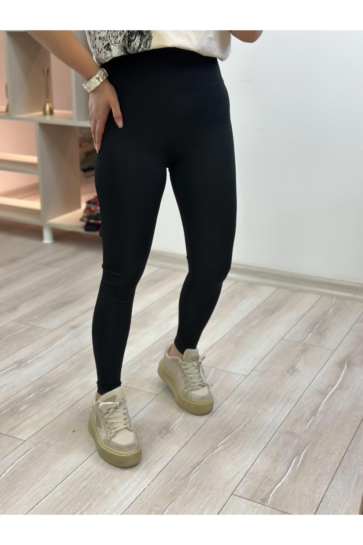 MELTEM TUĞAN Kalın Kemerli Likralı Tayt SİYAH