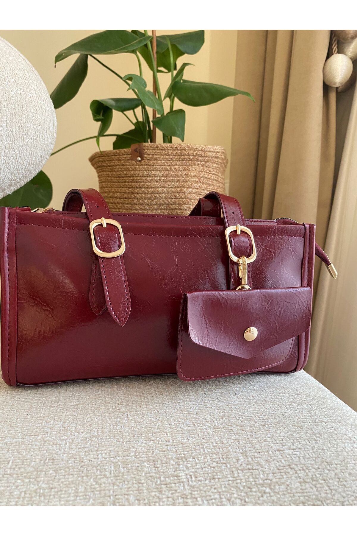 Z&M COLLECTION BAG SHOPPİNG El ve Omuz Kullanımına Uygun Parlak Rugan Zarf Cüzdanlı Kadın Çanta