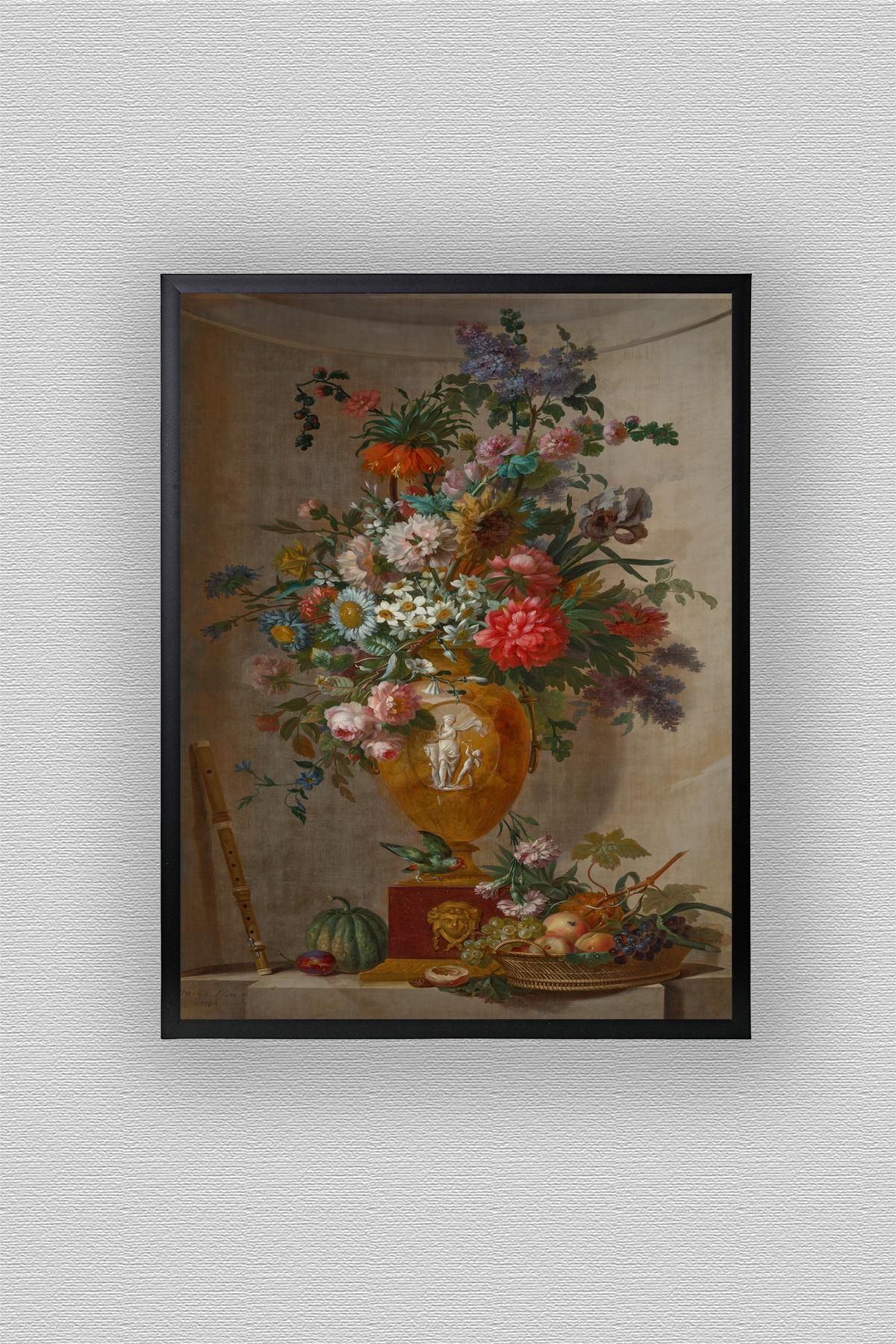 WoodyArts Vintage Vazoda Çiçek Buketi - Siyah Çerçeve