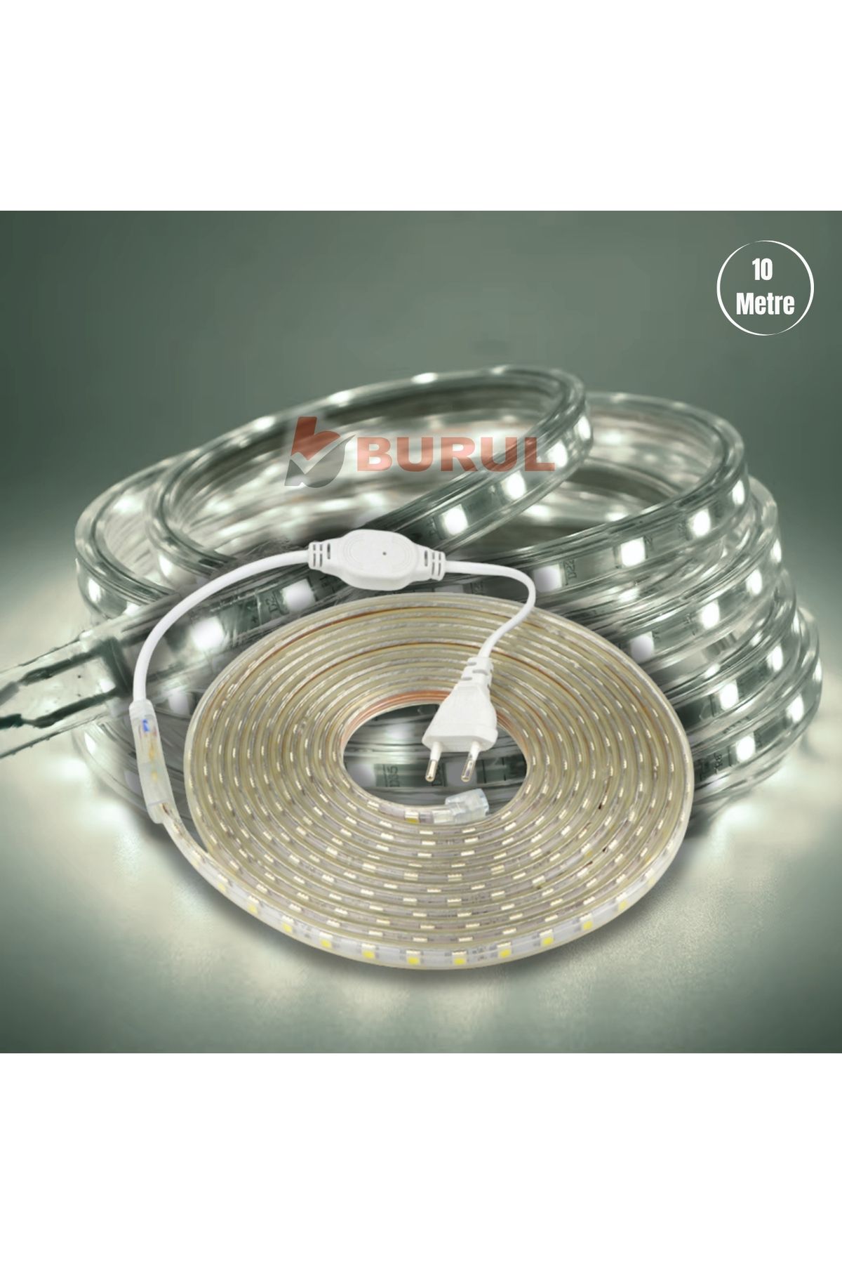 burul Sb-6539 10 Metre Beyaz Işık Hortum Şerit Led Dış Ortam Aydınlatma 220v Fişli