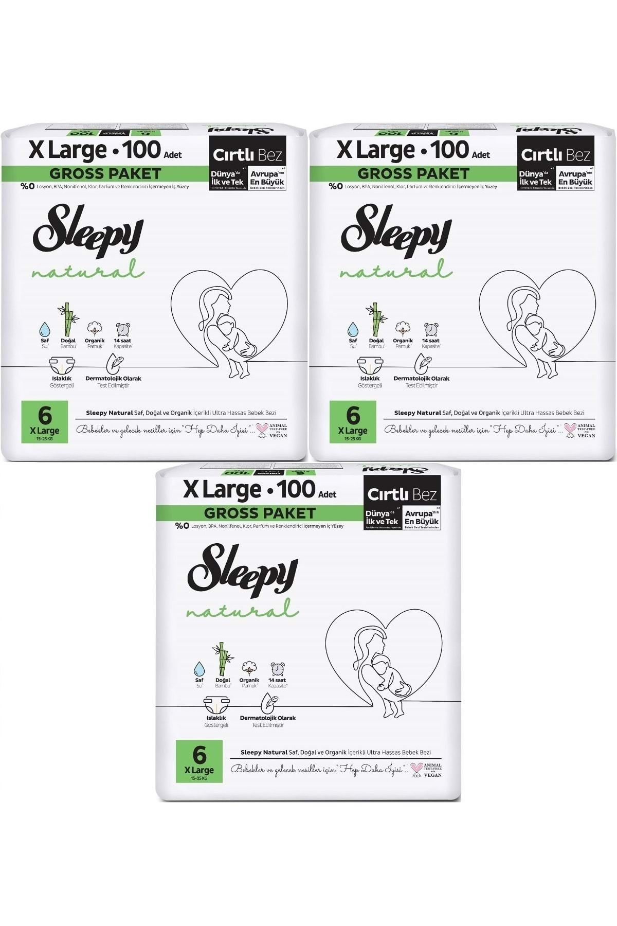 Sleepy Bebek Bezi Natural Beden:6 (15-25KG) Extra Large 186 Adet Aylık Ultra Pk