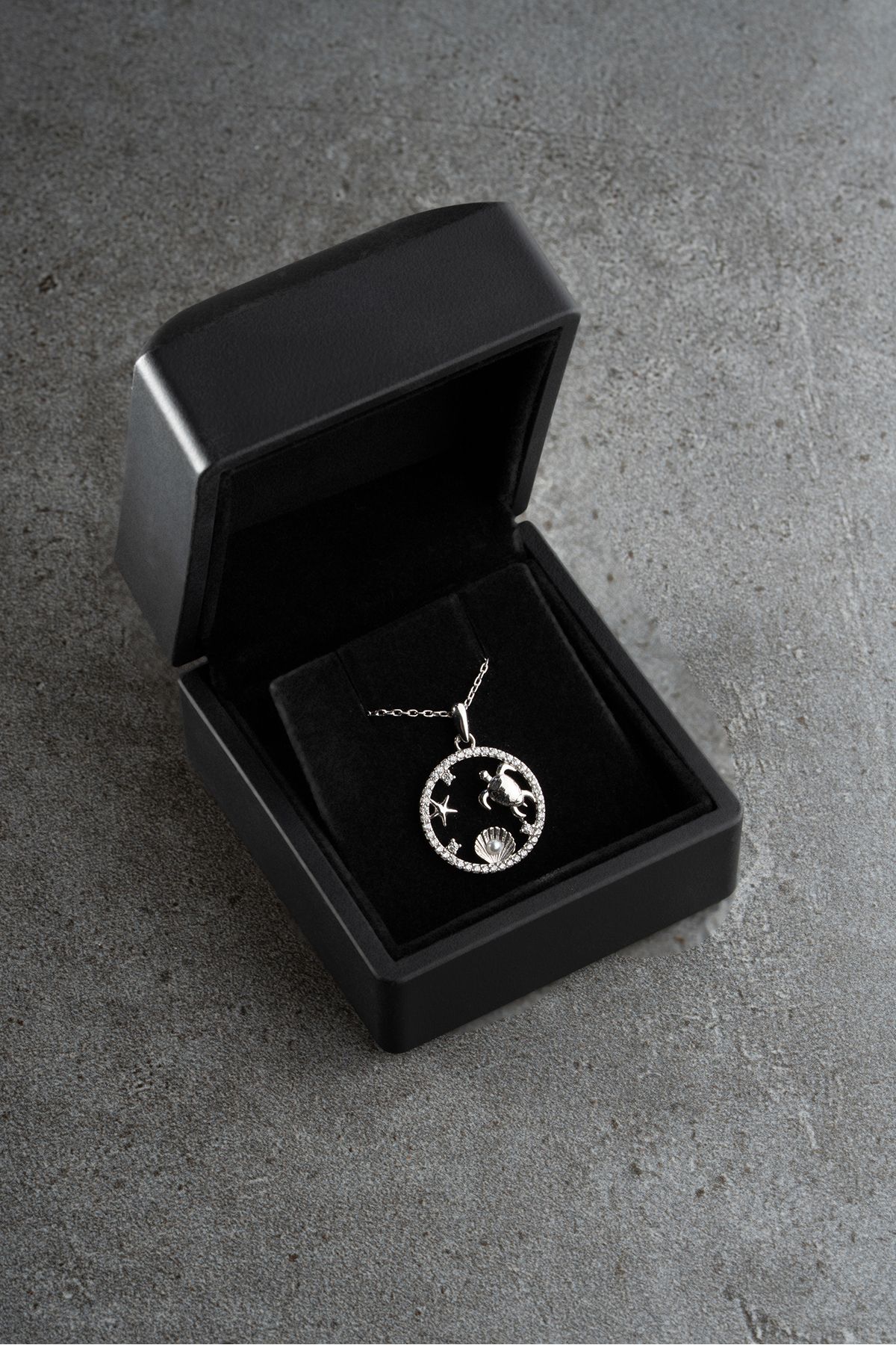 Silvano Jewelry 925 Ayar Gümüş Işıklı Kutuda Kaplumbağa Kolye
