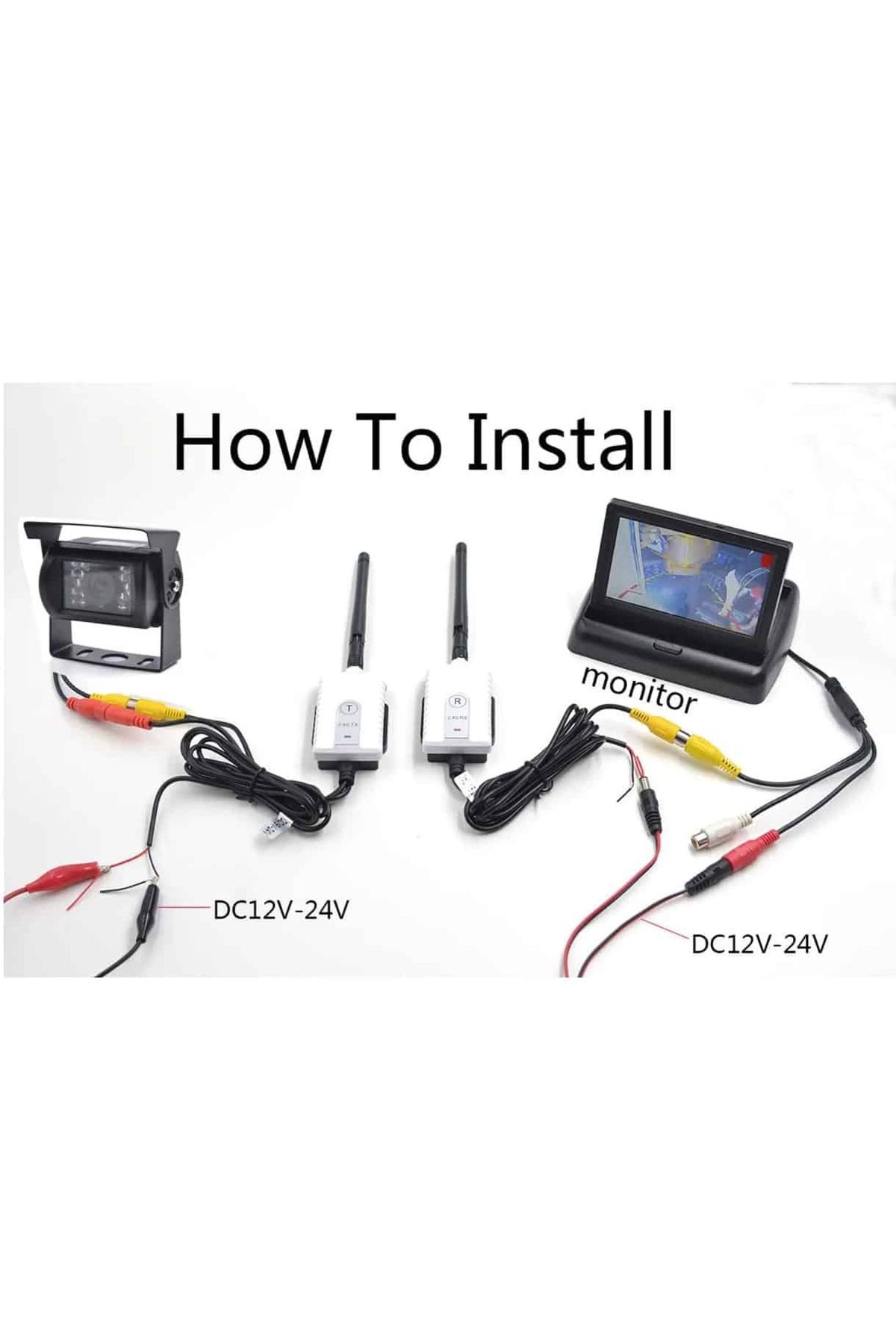 AUTOREY-2.4GHz Wireless Transmitter and Receiver Kit for Rear View Camera RCA Compatible Module 12V-24V 2