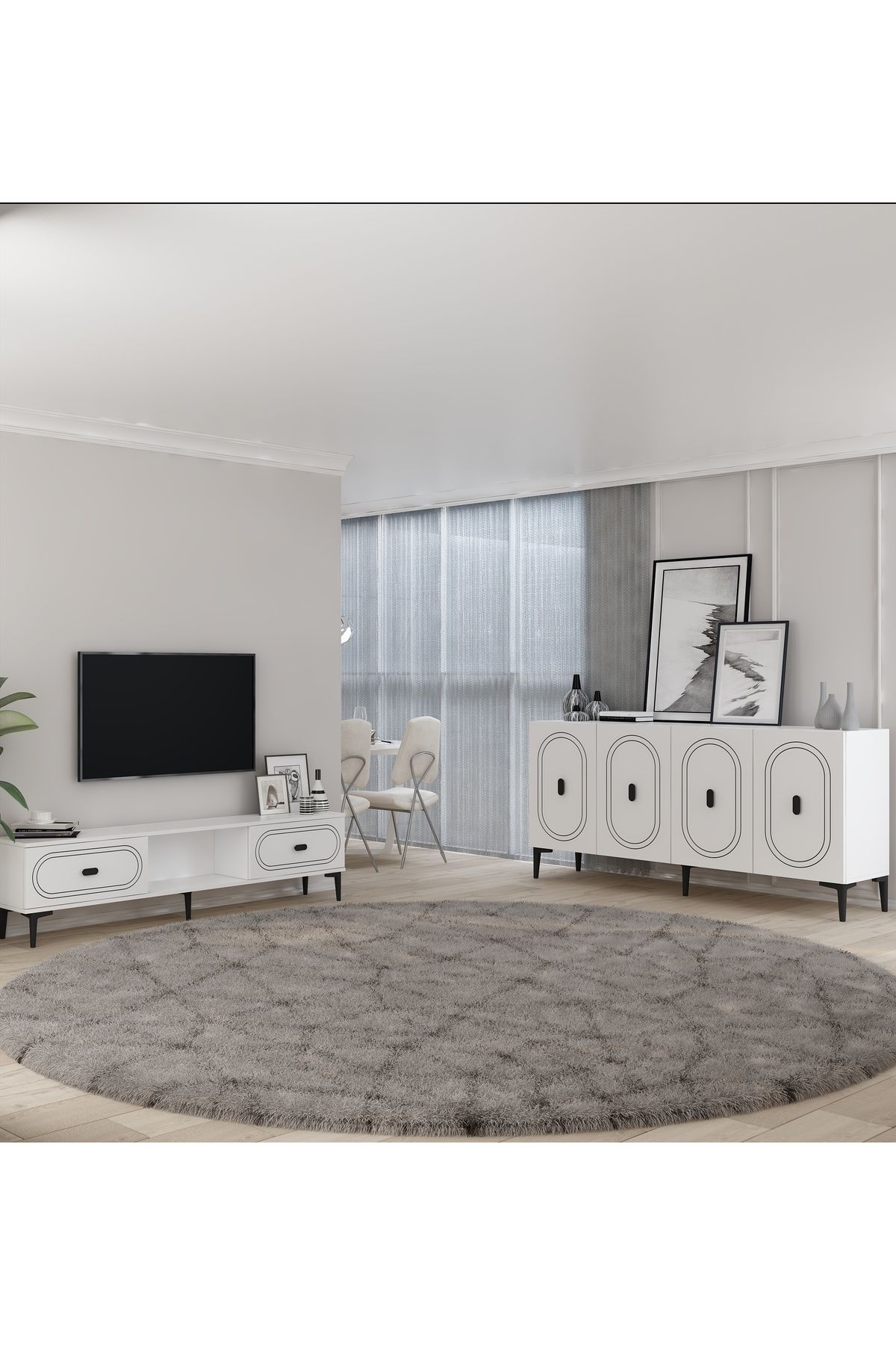 DemonteHome WENYCT KONSOL (KB150), TV SEHPASI 2 Lİ SALON TAKIMI BEYAZ