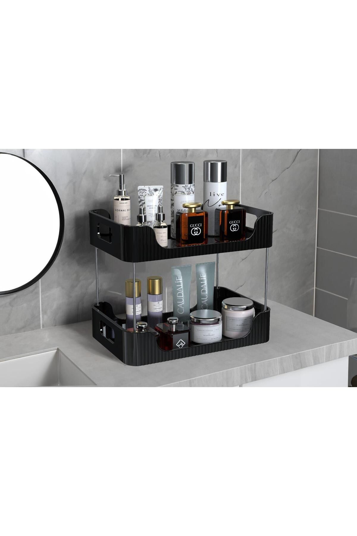 Hayveys 2 Katlı Makyaj Kozmetik Aksesuar Banyo Düzenleyici Organizer