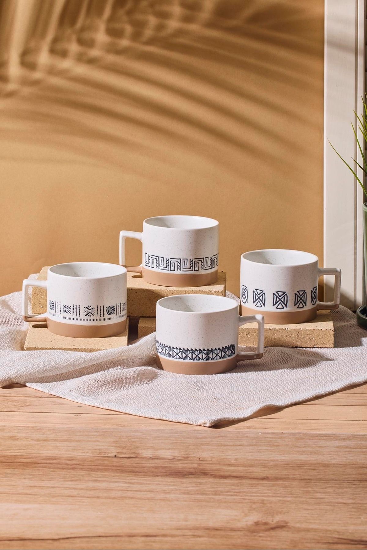Perotti Ethnics 4'lü Porselen New Bone China 200 ml Kupa Seti Mug