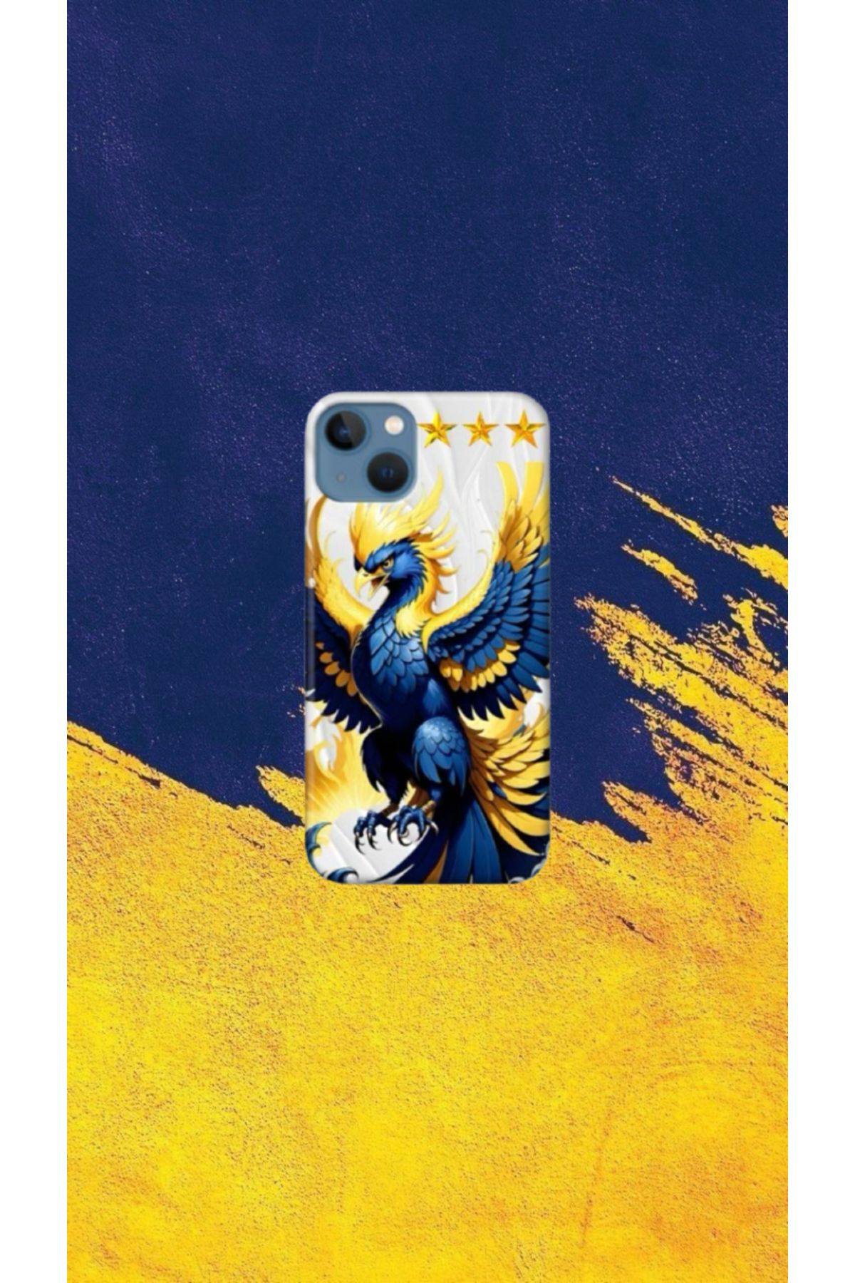 cover shopp Sarı-Lacivert Desenli Kılıf Tasarımı-5 IP 14