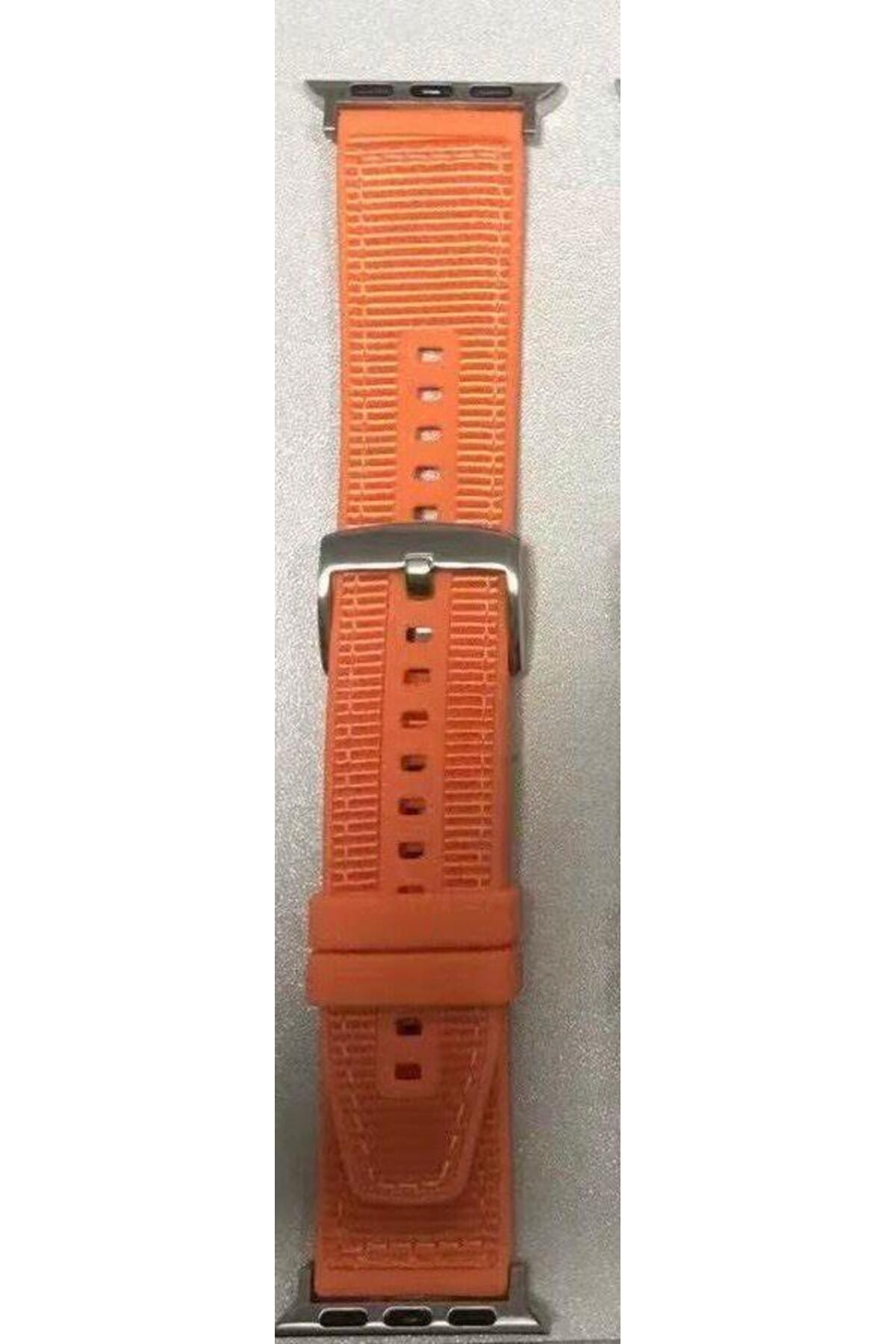 Mi7a Apple Watch 42/44MM Dikiş Desenli Dokuma Silikon Kordon