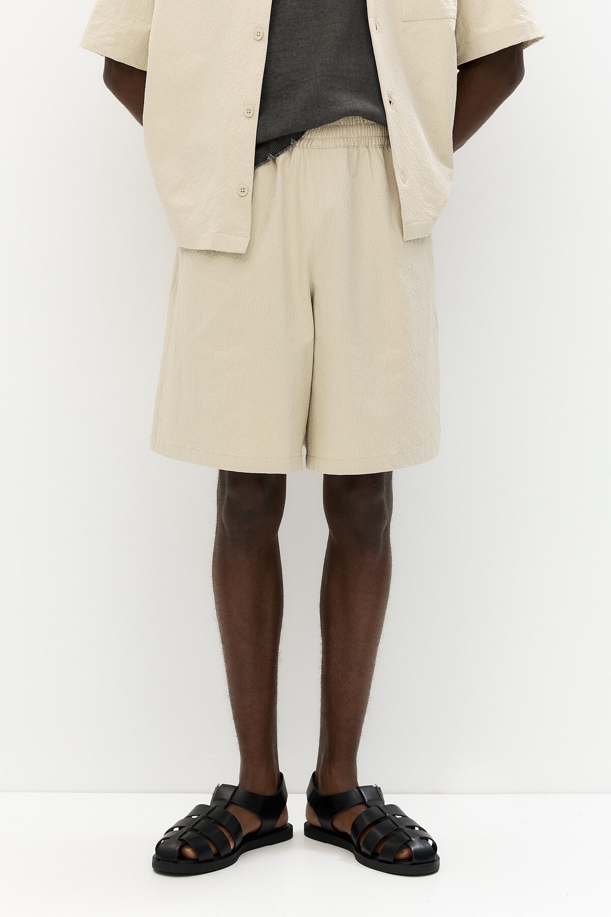Pull & Bear-Seersucker jogger Bermuda shorts 3