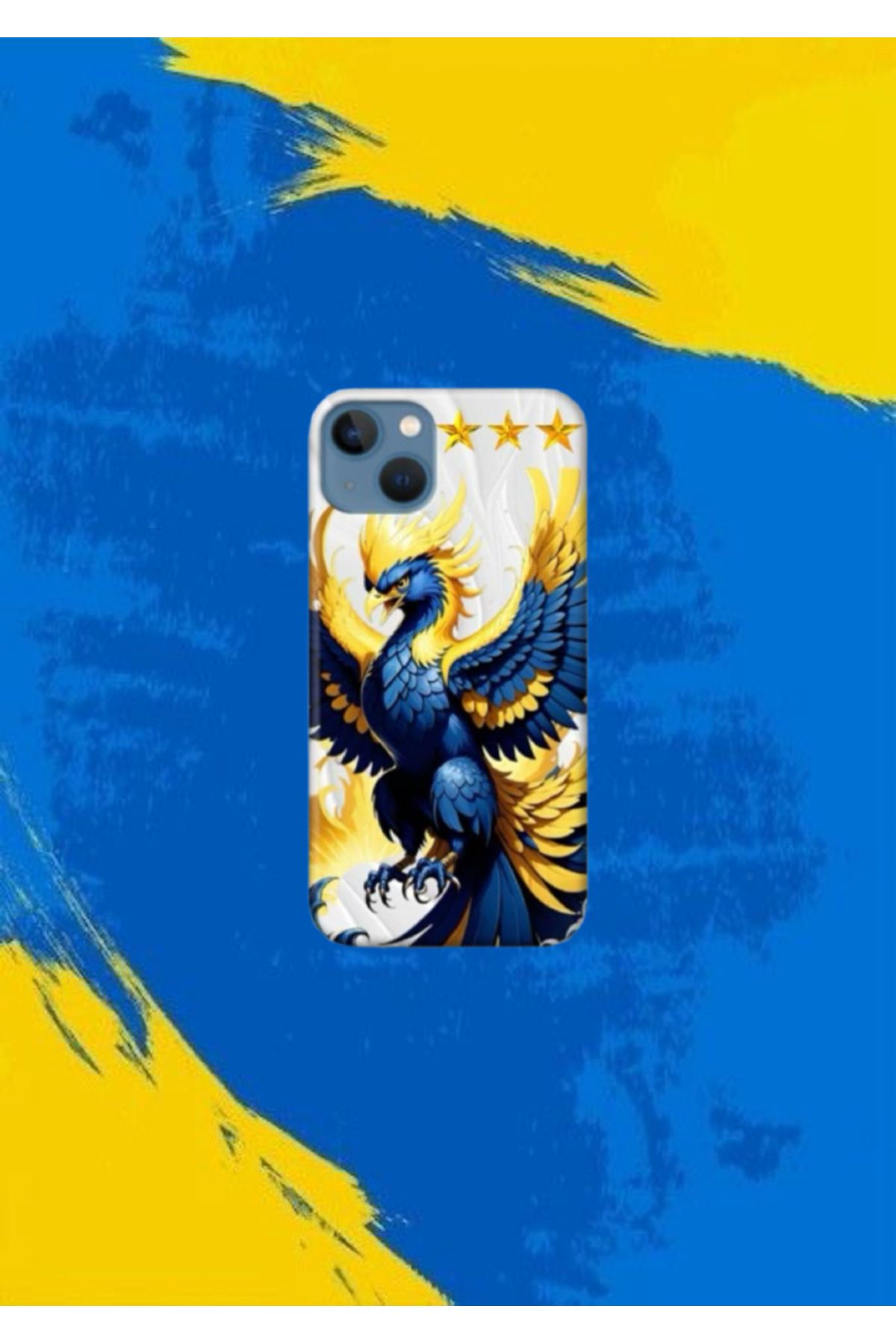 cover shopp Sarı-Lacivert Desenli Kılıf Tasarımı-1 IP 15