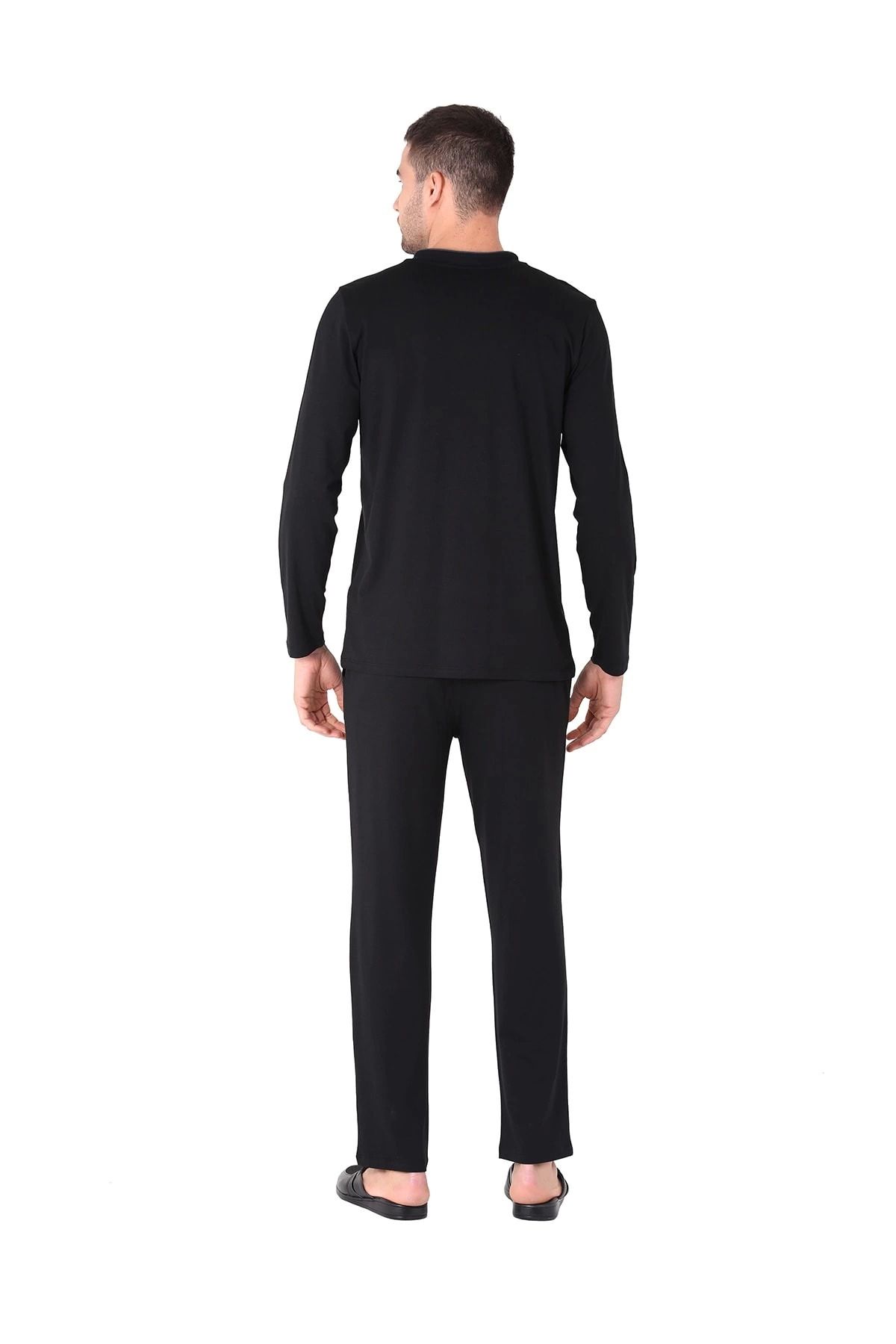 Modafiks D'S Damat 221001 Uzun Kol Pijama Takımı - Siyah - L