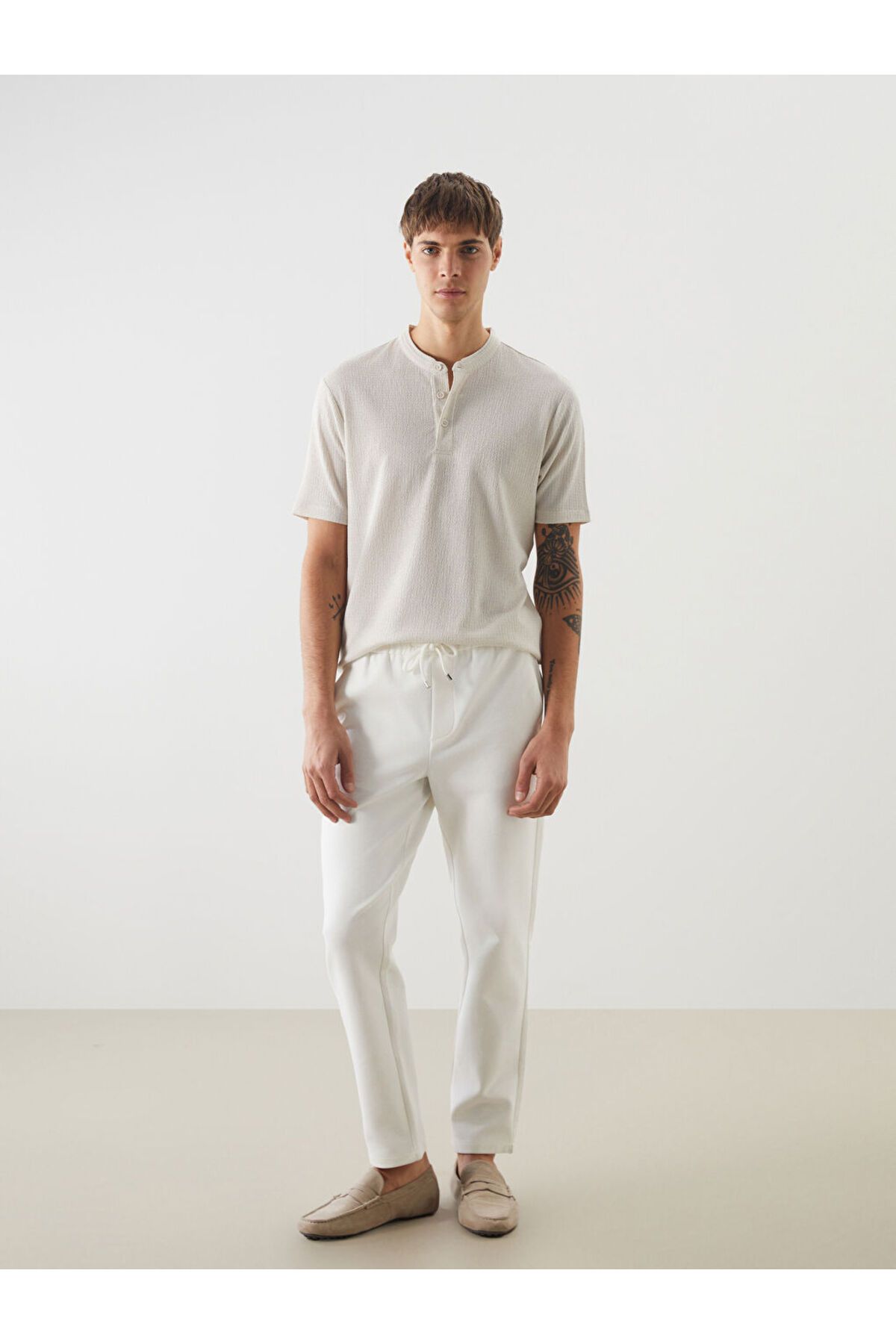 LC Waikiki-Νέα σεζόν Judge Collar Patterned Buttoned Ανδρικό Tisort με υφή - S5G417Z8 2