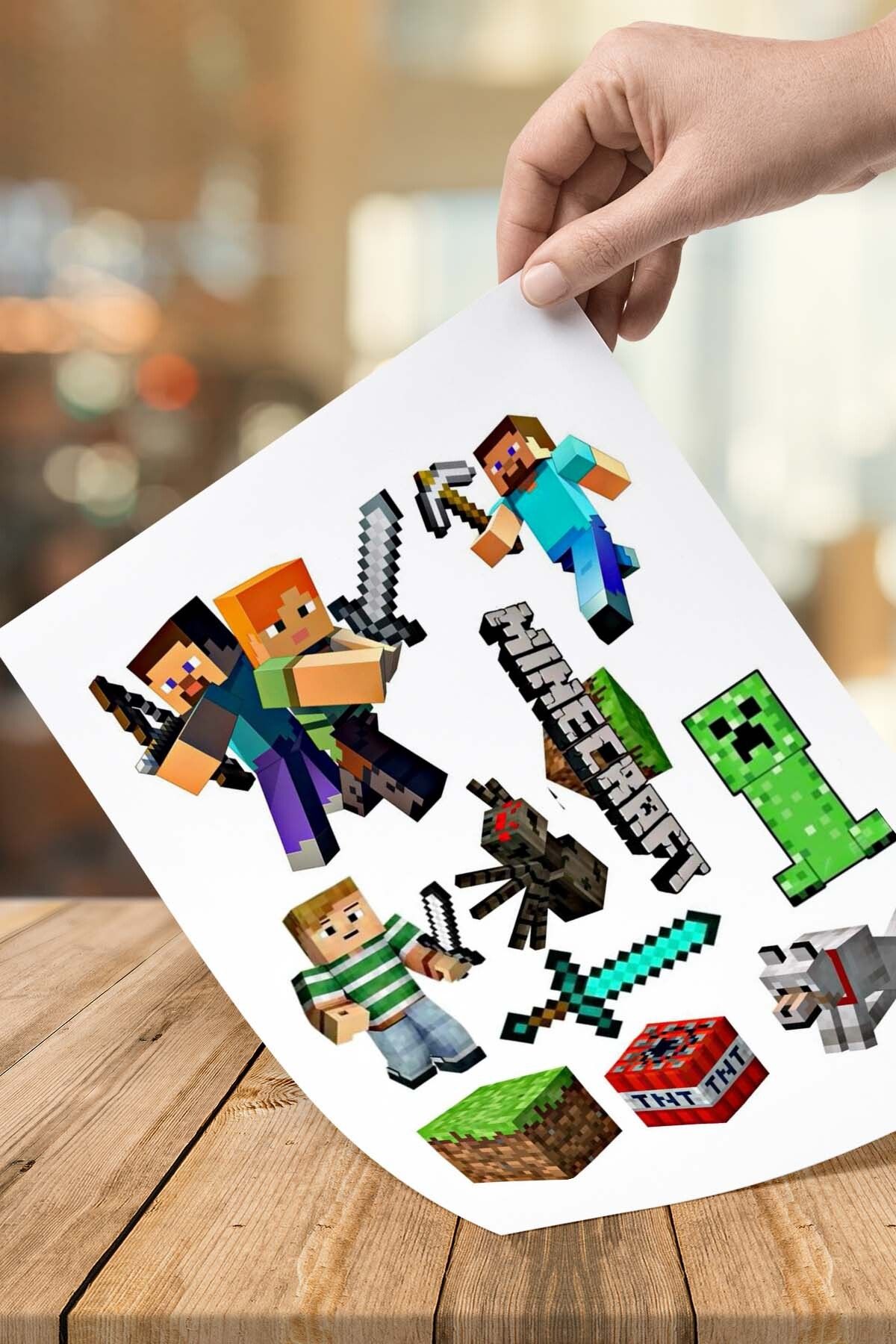 Atölye7Tasarım Minekraft (Mine_Craft) A4 Yenilebilir Süsü Pasta Kurabiye Şeker Hamuru Kağıt Baskısı