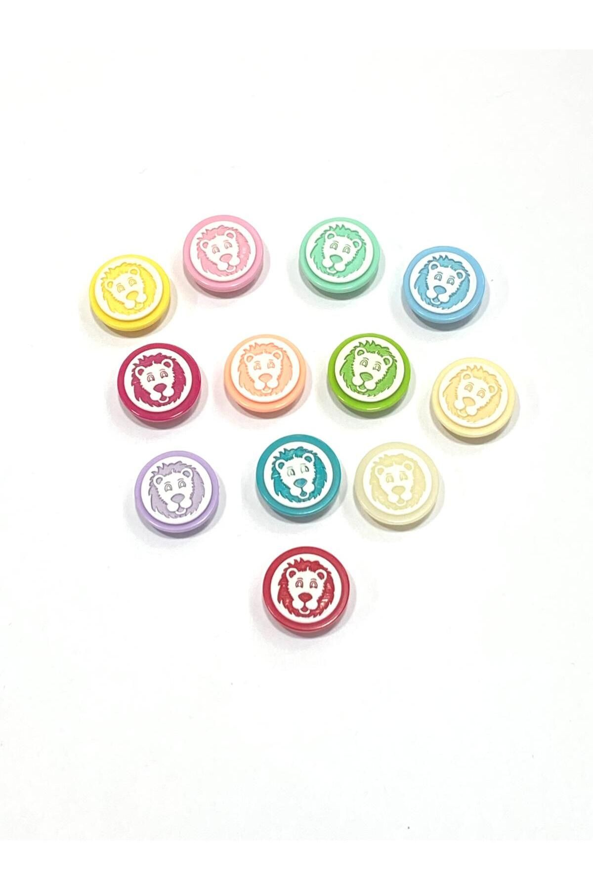karantuhafiye-Baby Button / Lion Face Model / 10 Pieces Fuchsia 4