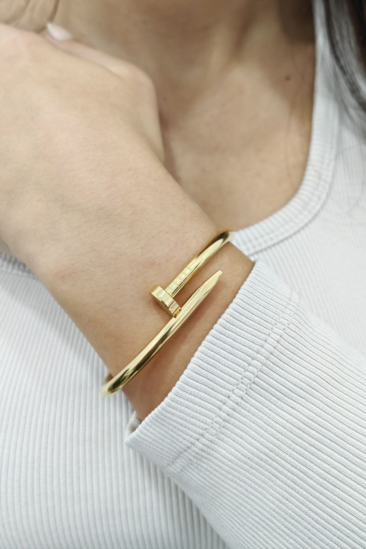 JEWELRY Gold Çelik Çivi Dizayn Bileklik Dt48sr