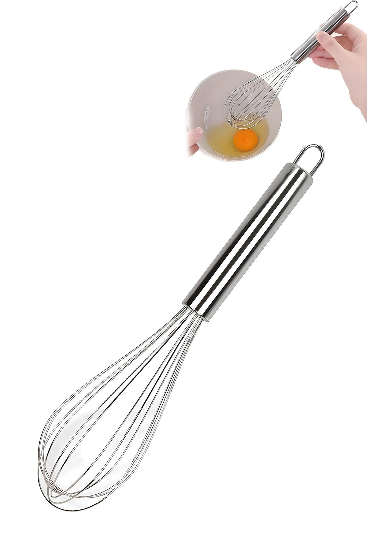 Factorial Yumurta Çırpıcı Paslanmaz Çelik Un Süt Kek Pasta Çırpma Teli Pratik Mutfak Ürünü Yemek Hazırlık