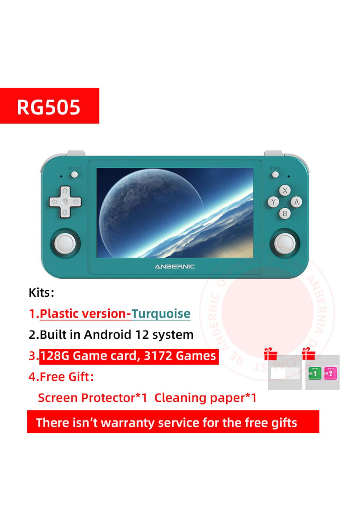 Choice-GREEN 128G ANBERNIC RG505 Handheld Game Console Android 12 Unisoc Tiger T618 Built-in 128G Pre-Loade 1
