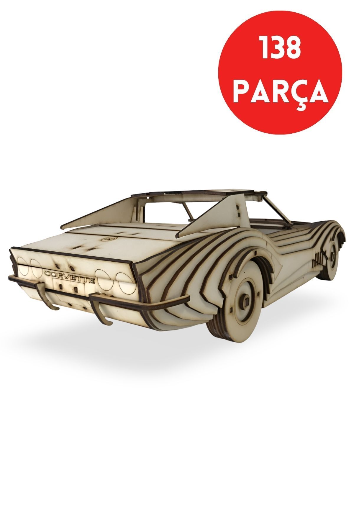 ALGWOOD 3D Ahşap Corvette Stingray Maketi - 138 Parça Hobi Seti - Retro Stil Ahşap Araba Maketi