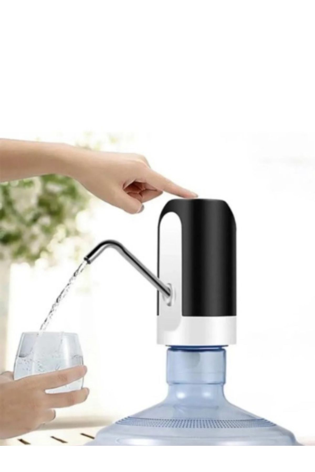 Parmeva Usb Şarjlı Otomatik Damacana Su Pompası Siyah- Beyaz